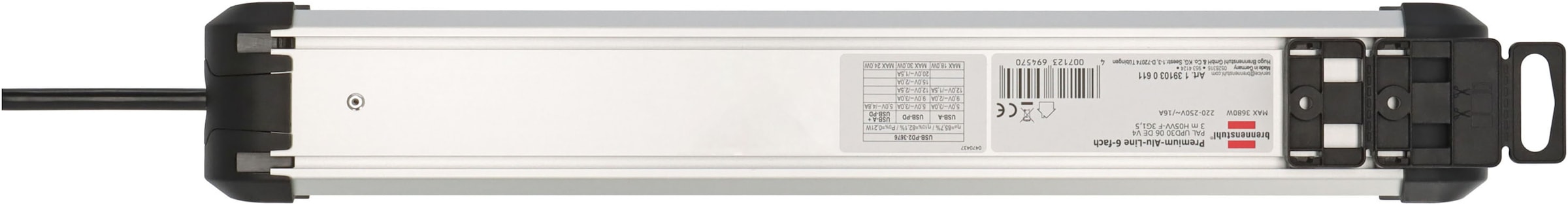 Brennenstuhl Steckdosenleiste »H05VV-F3G1,5, 3 m« (USB-Anschlüsse Kabellänge 3 m)