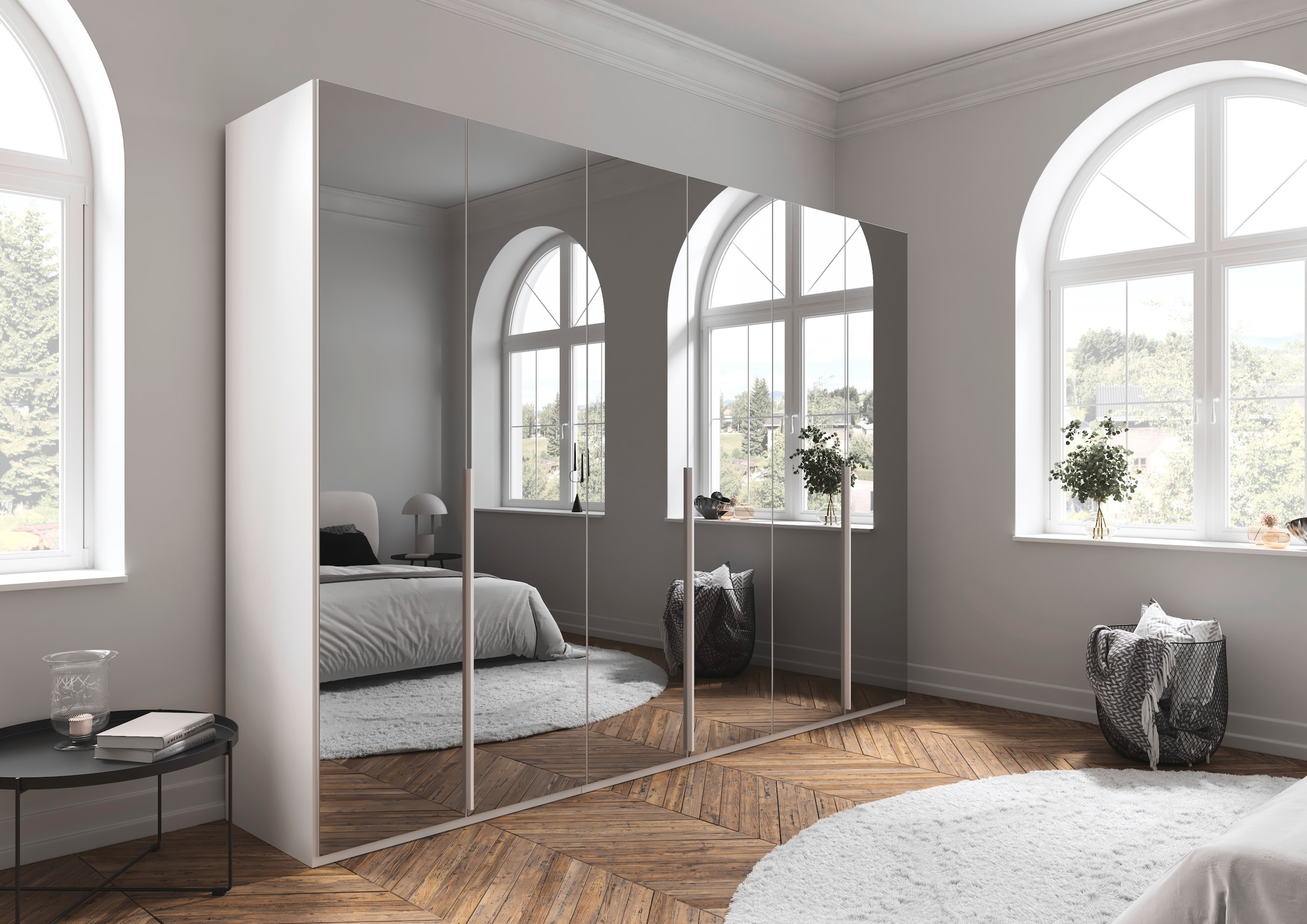 LeGer Home by Lena Gercke Kleiderschrank »Schrank Garderobe Ankleide Schlafzimmer Flur Serina«, (in 3 verschiedenen Ausstattungen BASIC/CLASSIC/PREMIUM), in 6 Breiten (101 - 401 cm) mit Front Glas oder Dekor MADE IN GERMANY
