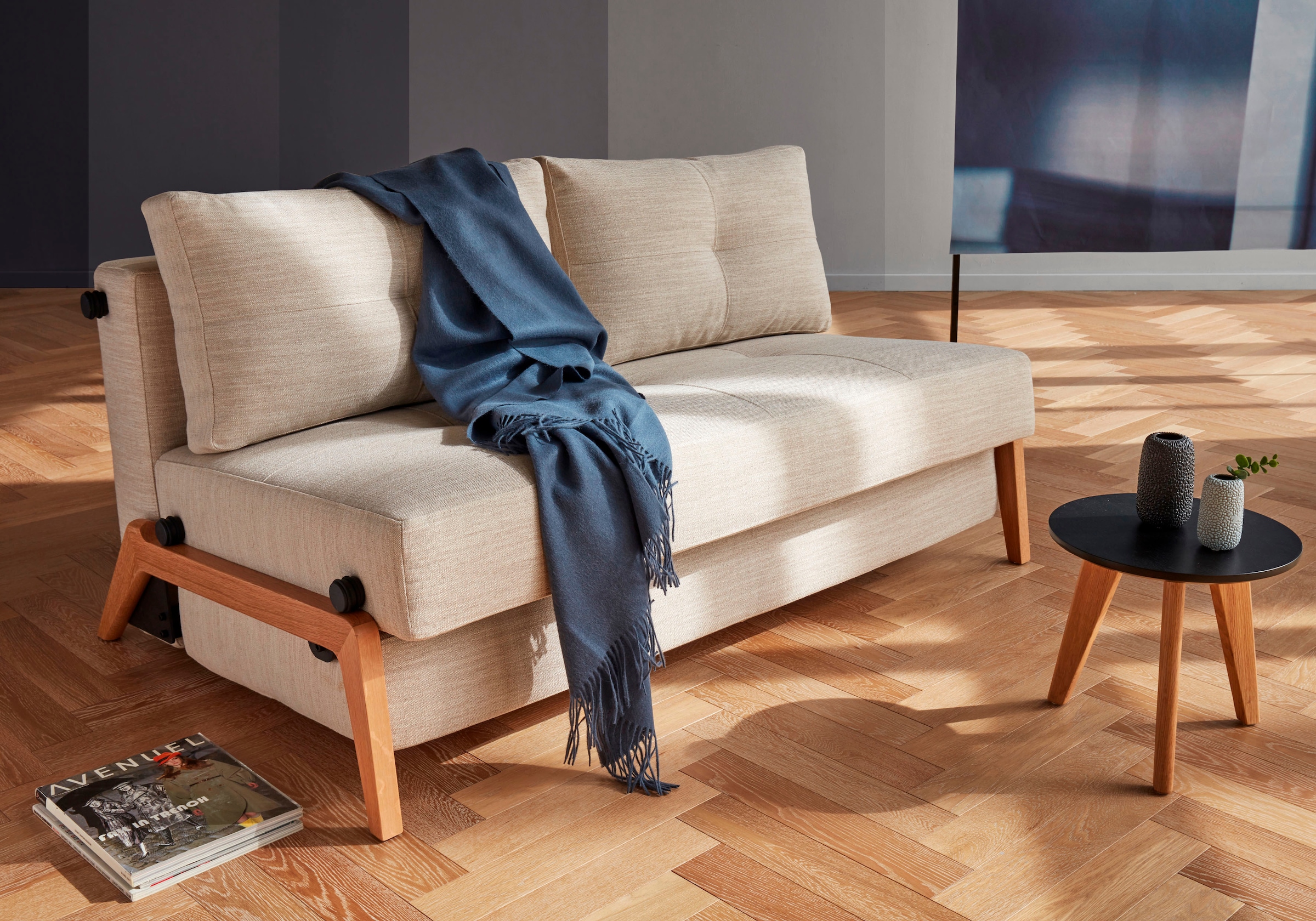 INNOVATION LIVING ™ Schlafsofa »Cubed«, Kompaktes Klappsofa mit Füßen aus  Eiche auf Raten bestellen | Alle Sofas