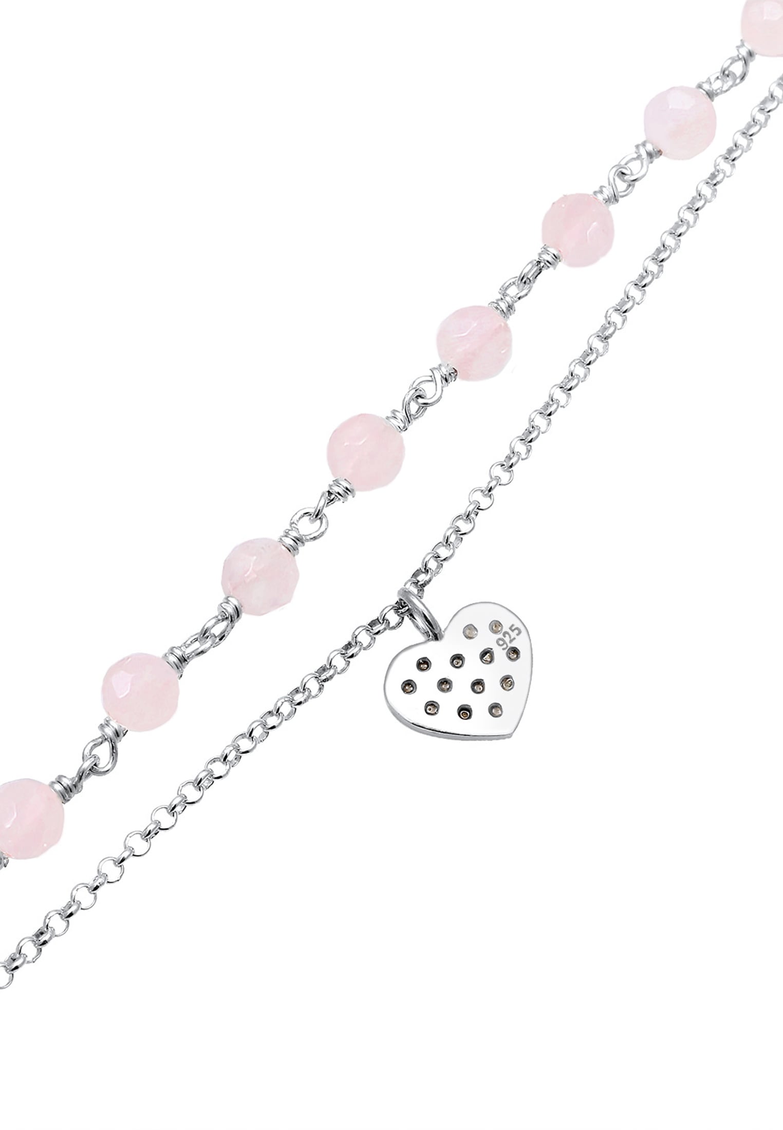 Elli Armband »Herz Quarz Perlen Rosé 925 Sterling Silber«