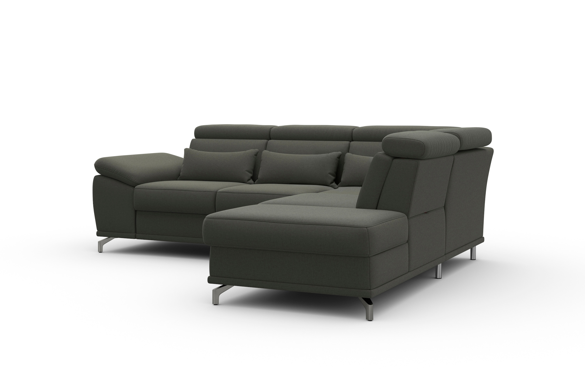 sit&more Ecksofa »Cabrio L-Form, mit Sitztiefenverstellung, Arm- und Kopfteilverstellung«, 3 Nierenkissen, Federkern, optional Bettfunktion und Stauraum