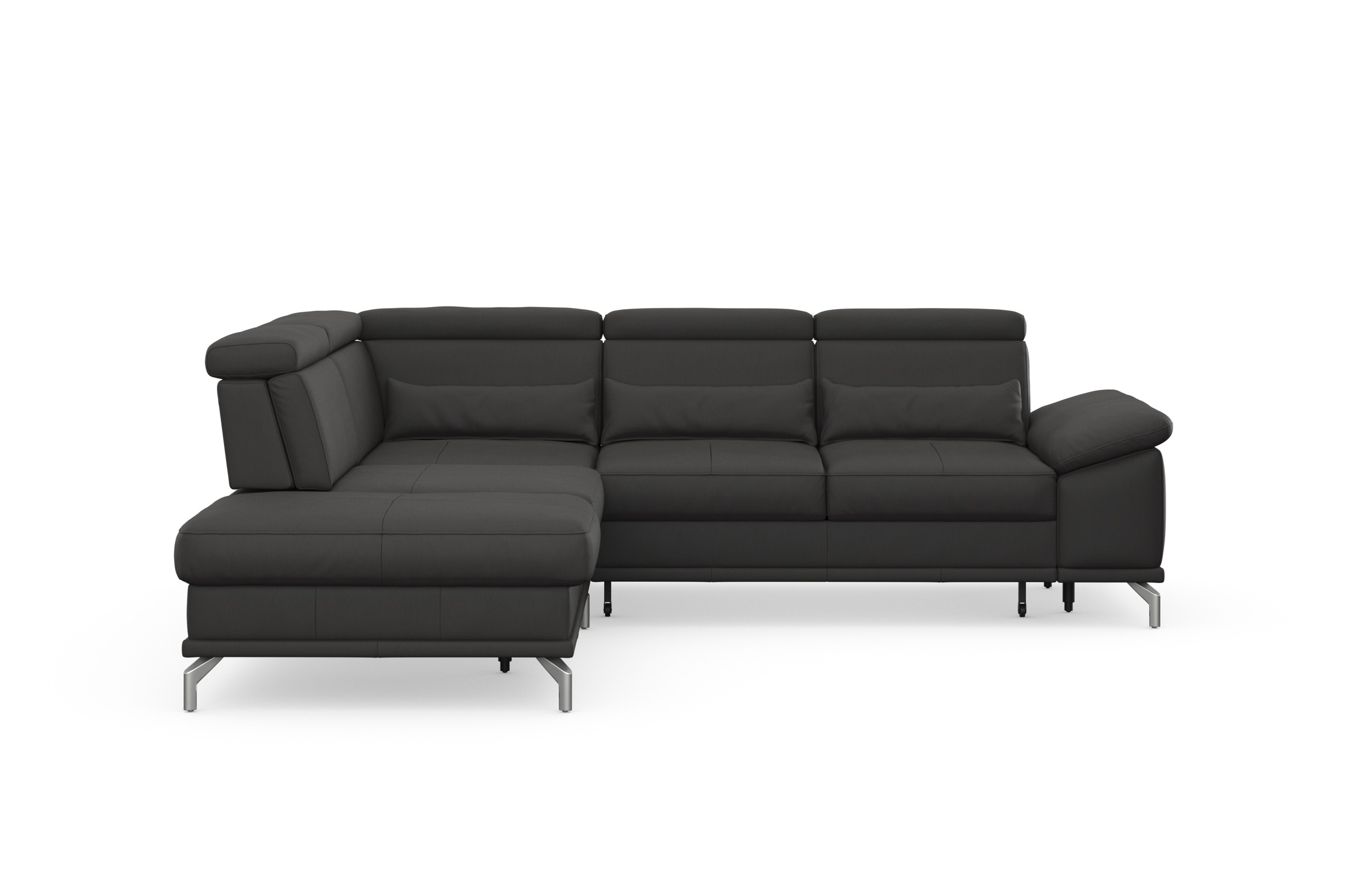 sit&more Ecksofa »Cabrio L-Form, B: 274 cm, mit Sitztiefen-, Arm- & Kopfteilverstellung«, 3 Nierenkissen, Federkern, optional Bettfunktion und Stauraum
