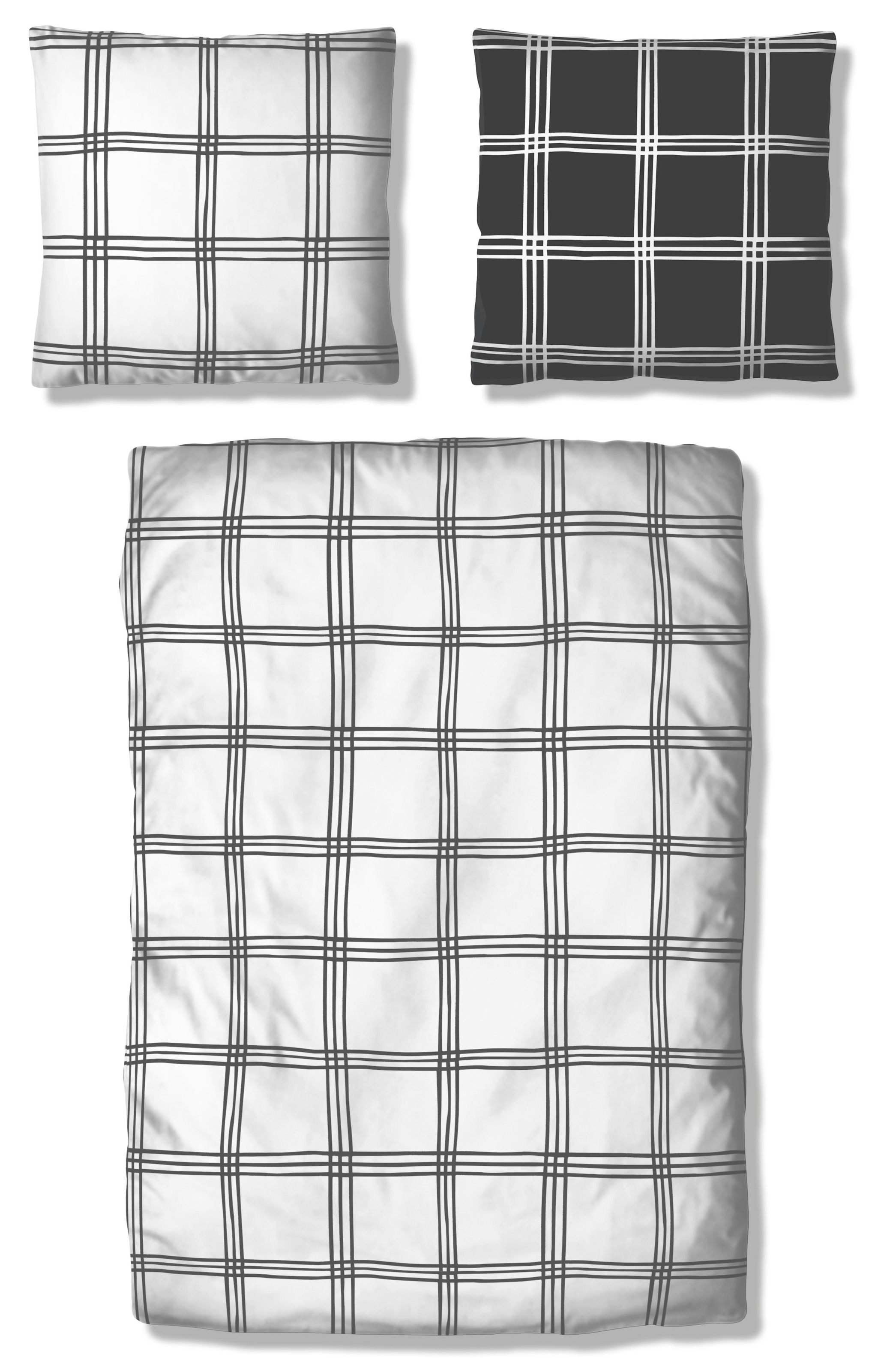 my home Wendebettwäsche »Karo« 2 Stk. tlg. karierte Bettwäsche aus Baumwoll günstig online kaufen