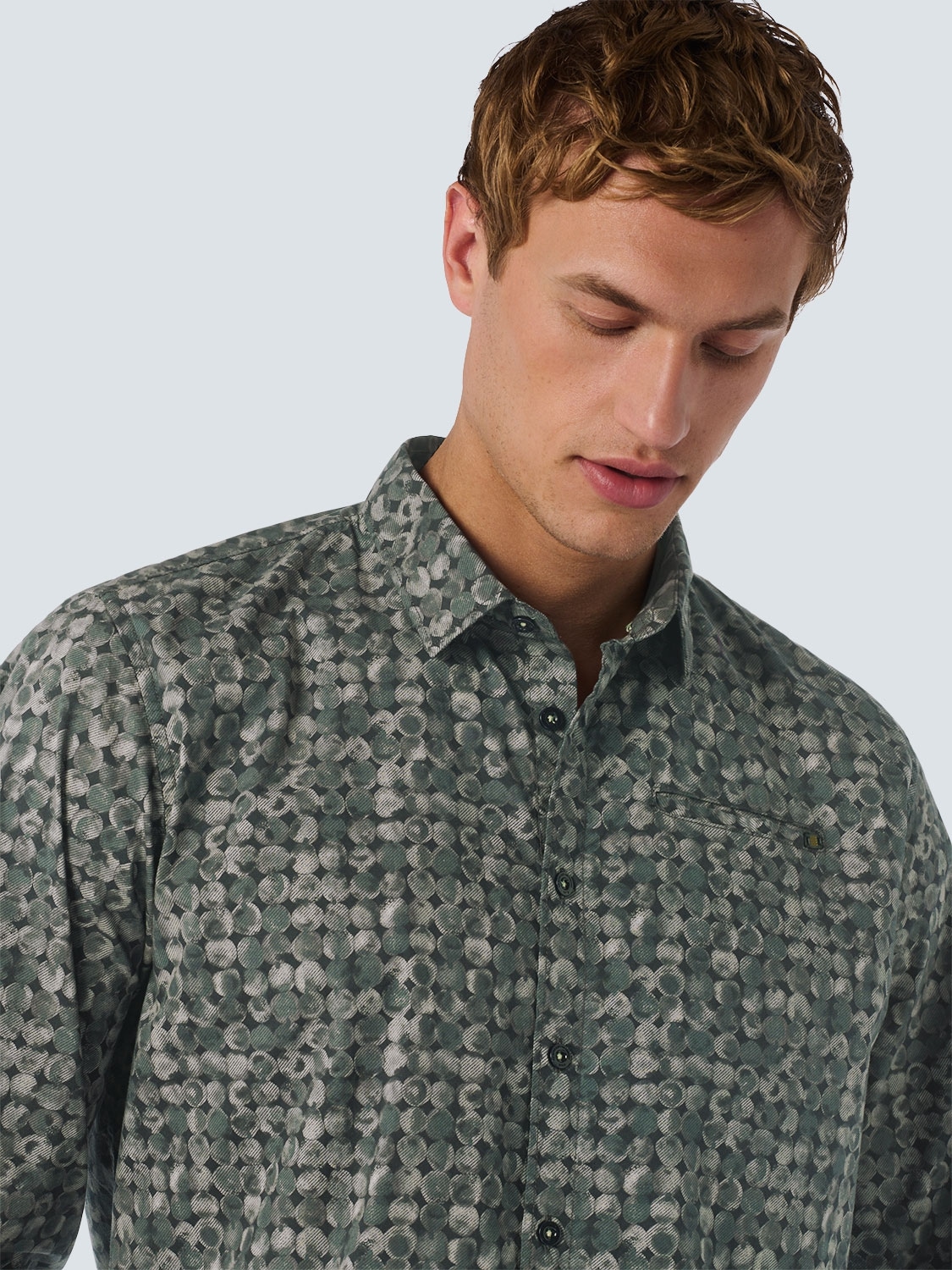 NO EXCESS Langarmhemd mit All-Over Print