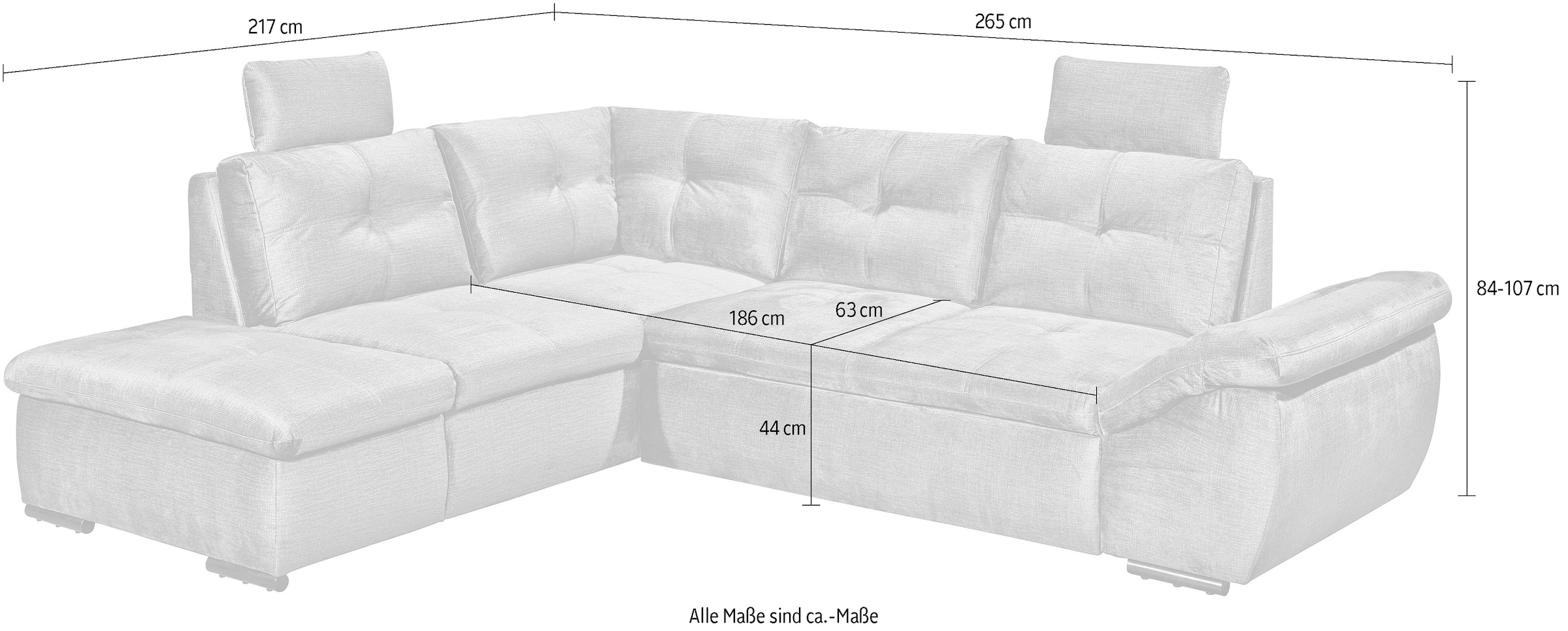 ED EXCITING DESIGN Ecksofa »Alija L-Form« mit Bettfunktion, Bettkasten, Armteilverstellung & Kopfstützen