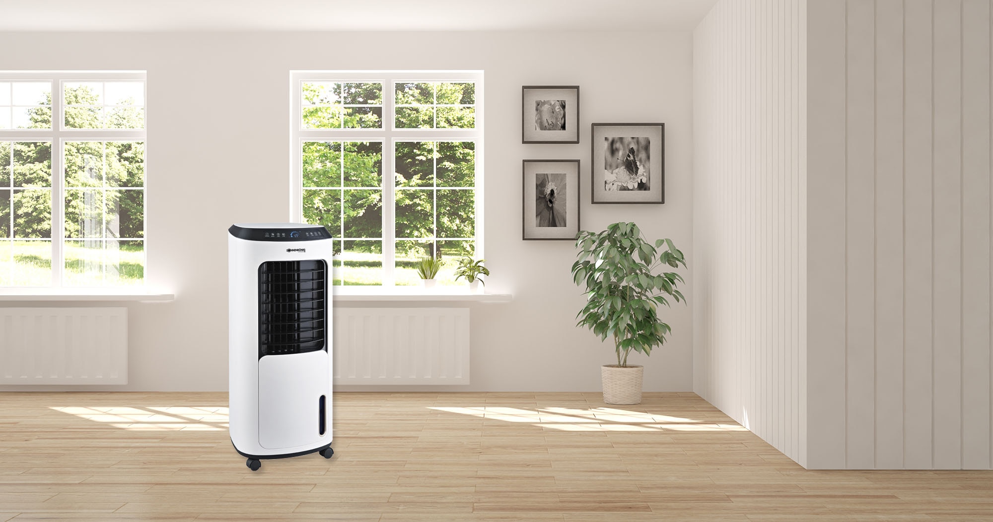 Sonnenkönig Standventilator »Air Fresh 15, Leistung 200W, LED Display, Wasserstandanzeige,«, entnehmbarer Wassertank mit Fach für Kühlelemente, Soft-Touch-Display