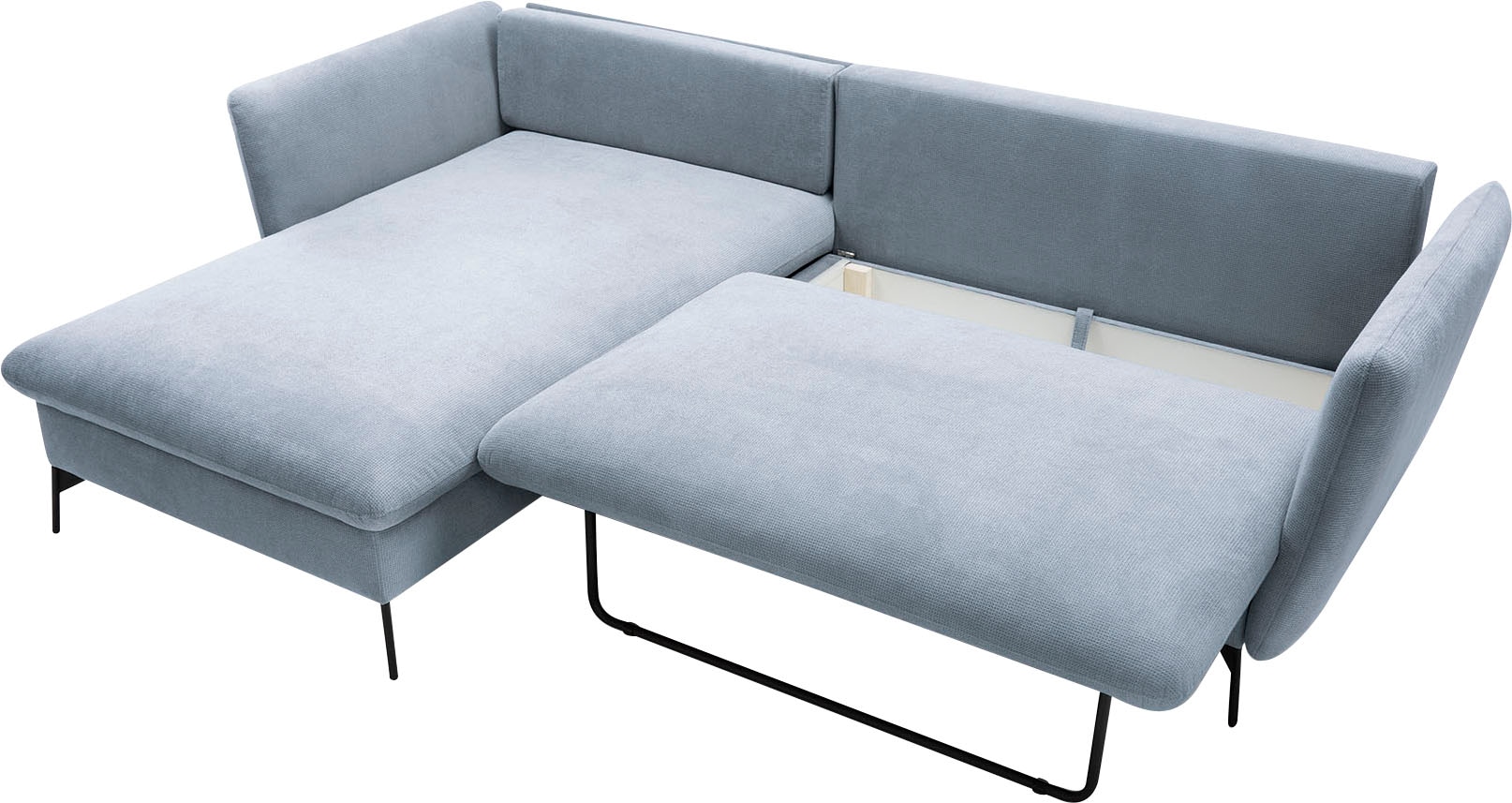 OTTO home Ecksofa »LIVORNO,258 cm, L-Form,« Schlaffunktion u. Bettkasten (139/224cm), Samt, Struktur, Webstoff