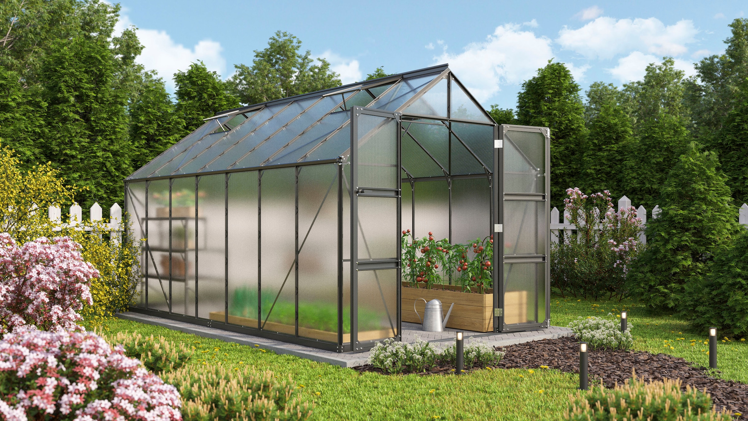Vitavia Gewächshaus »Domus 11500«, mit Doppelschwingtüren und bodentiefer Türschwelle, 4 mm Hohlkammer