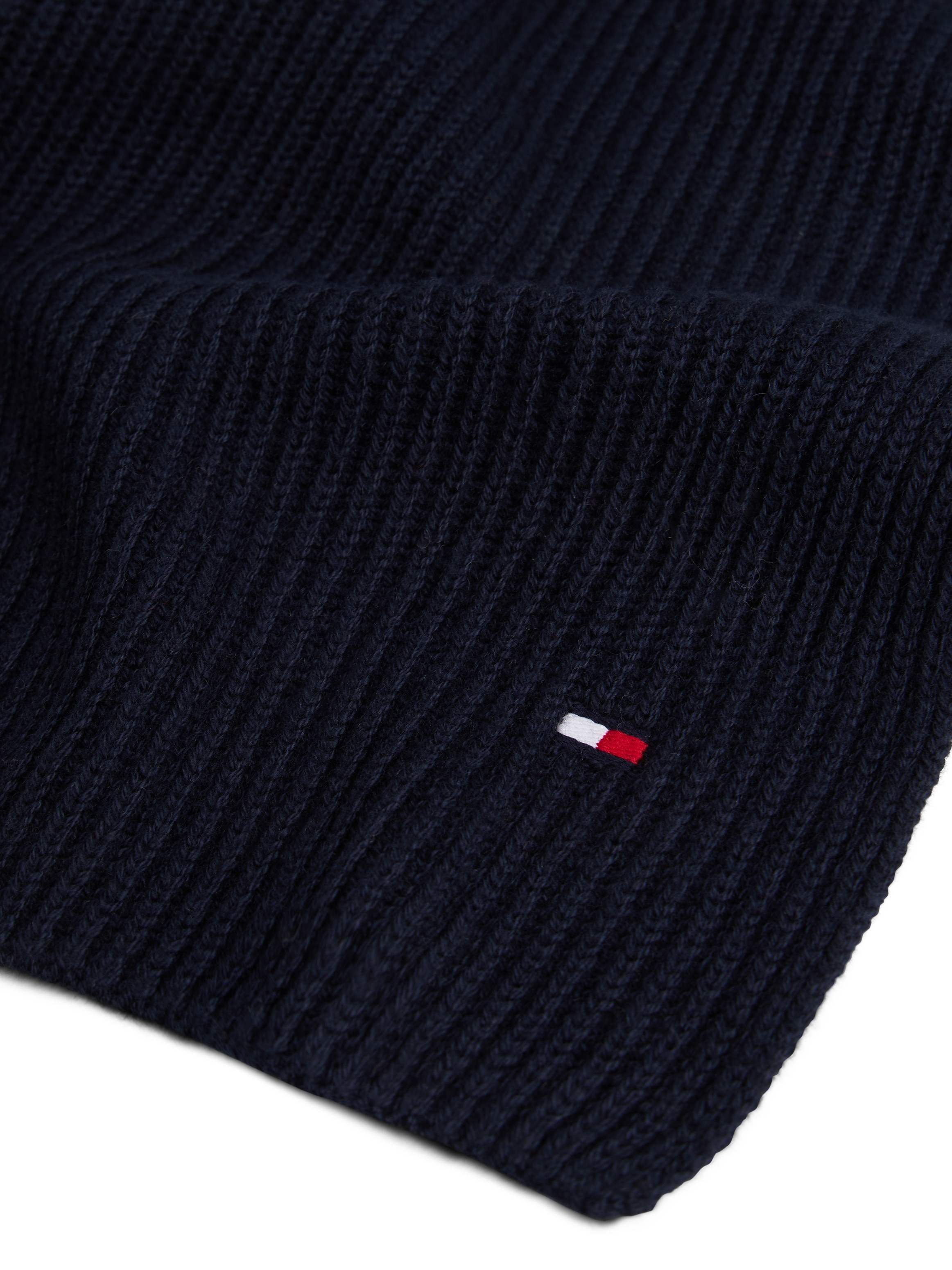 Tommy Hilfiger Strickschal »TH FLAG PIMA COTTON CASH SCARF« mit Logostickerei, mit Kaschmiranteil Unisex