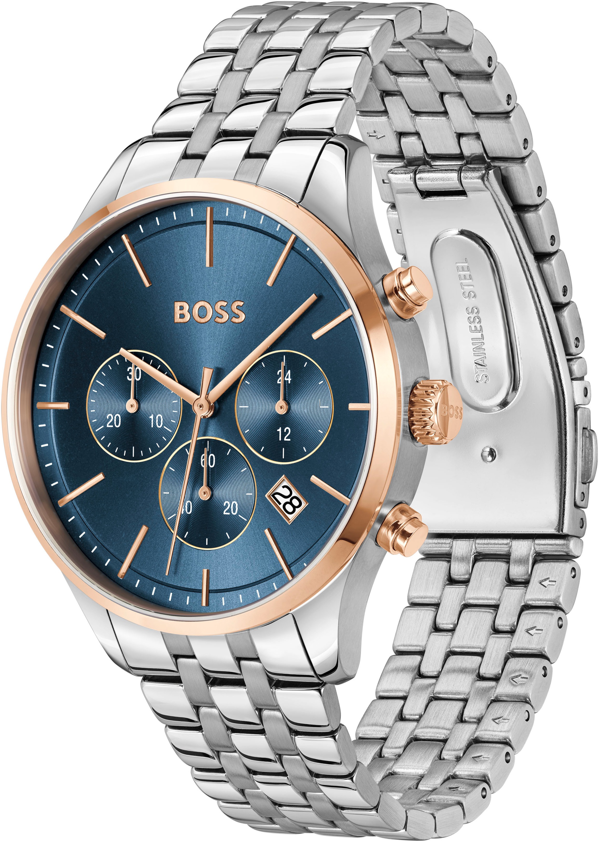 BOSS Chronograph »AVERY«, Quarzuhr, Herrenuhr, Armbanduhr, Stoppfunktion, Edelstahlarmband