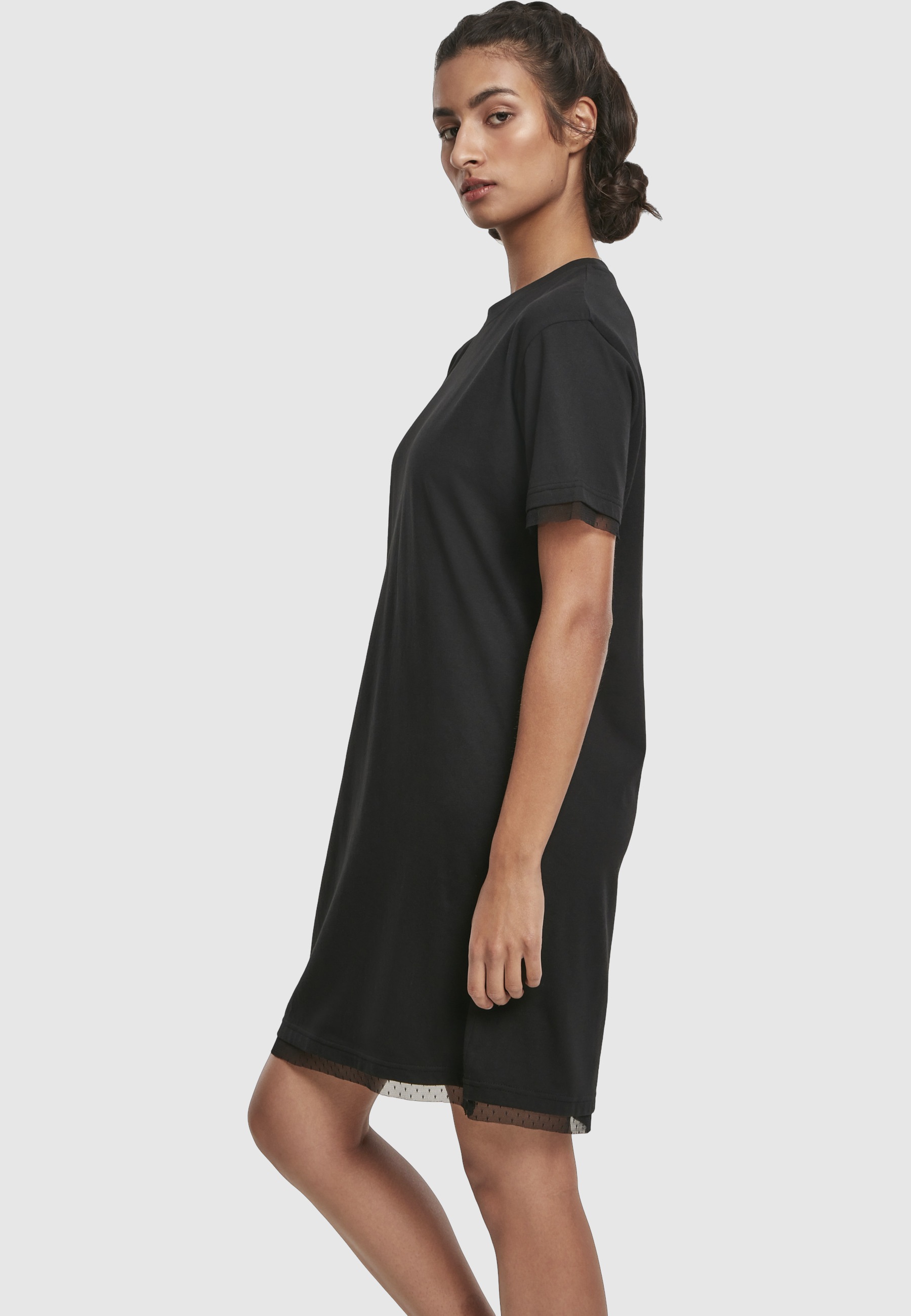 URBAN CLASSICS Shirtkleid »Urban Classics Damen Ladies Boxy Lace Hem Tee Dress« 1 Stk. tlg.