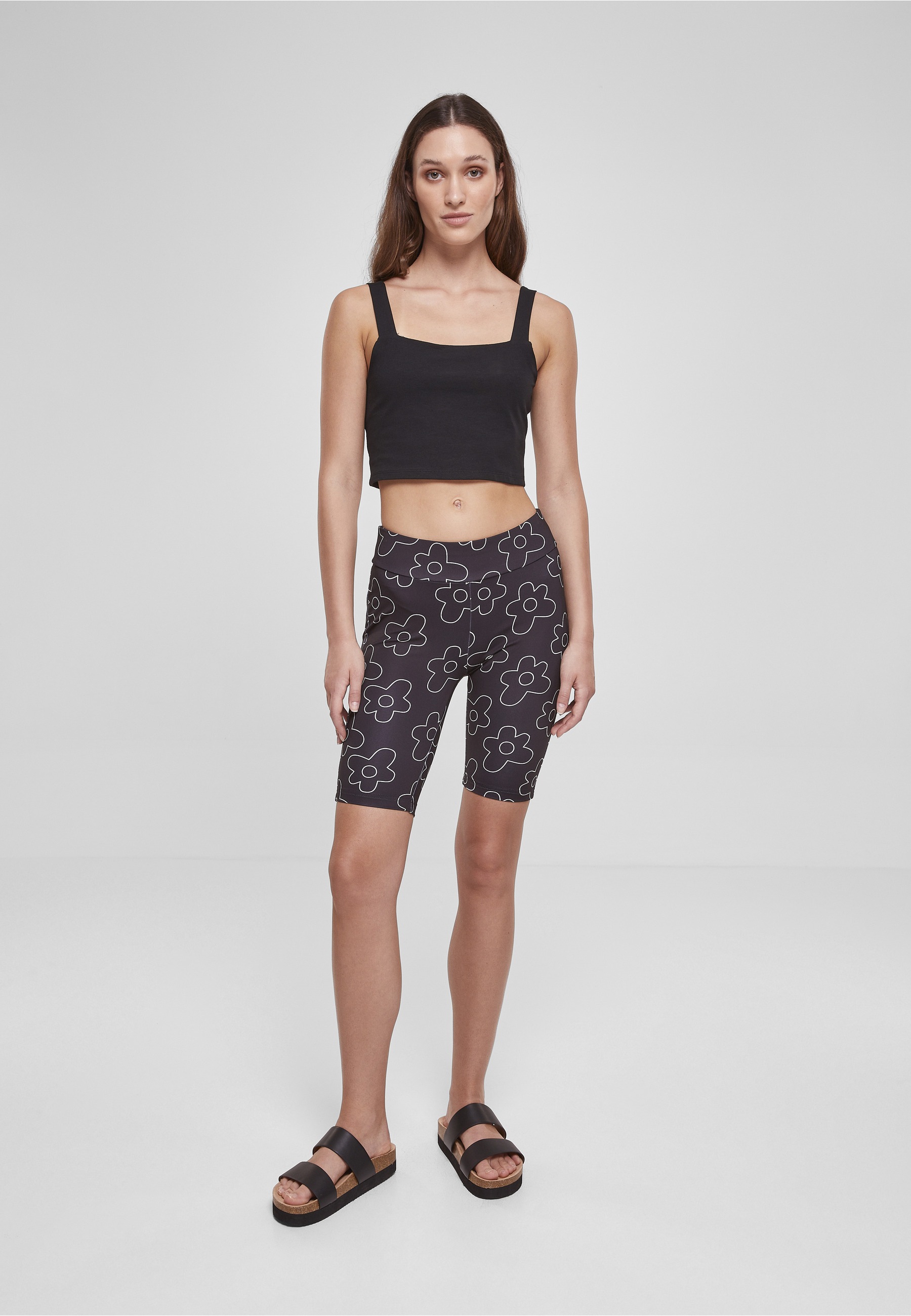 URBAN CLASSICS Radlerhose »Urban Classics Damen Ladies High Waist AOP Tech Cycle Shorts«