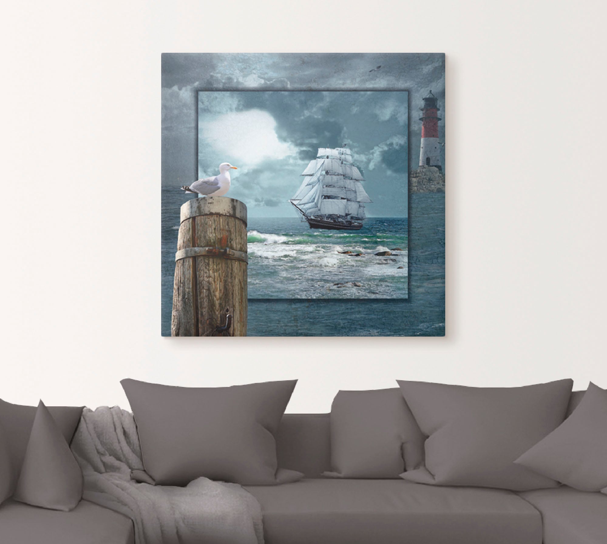 Artland Wandbild »Maritime Collage mit Segelschiff«, Boote & Schiffe, (1 St.), als Leinwandbild, Poster, Wandaufkleber in verschied. Größen