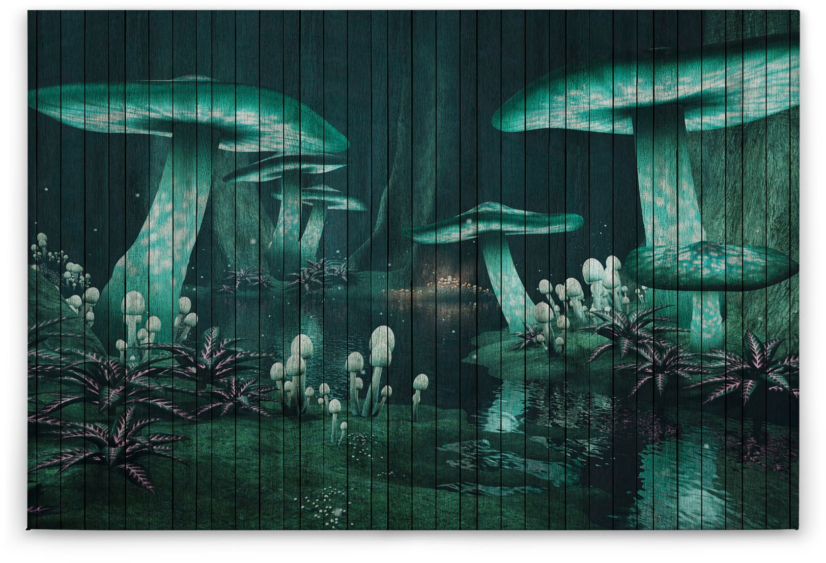 A.S. Création Leinwandbild »fantasy«, Kunst-Abstrakt-Kinder, (1 St.), Keilrahmen Bild Holzoptik Fantasiewelt Leinwand-Bild Wohnzimmer modern