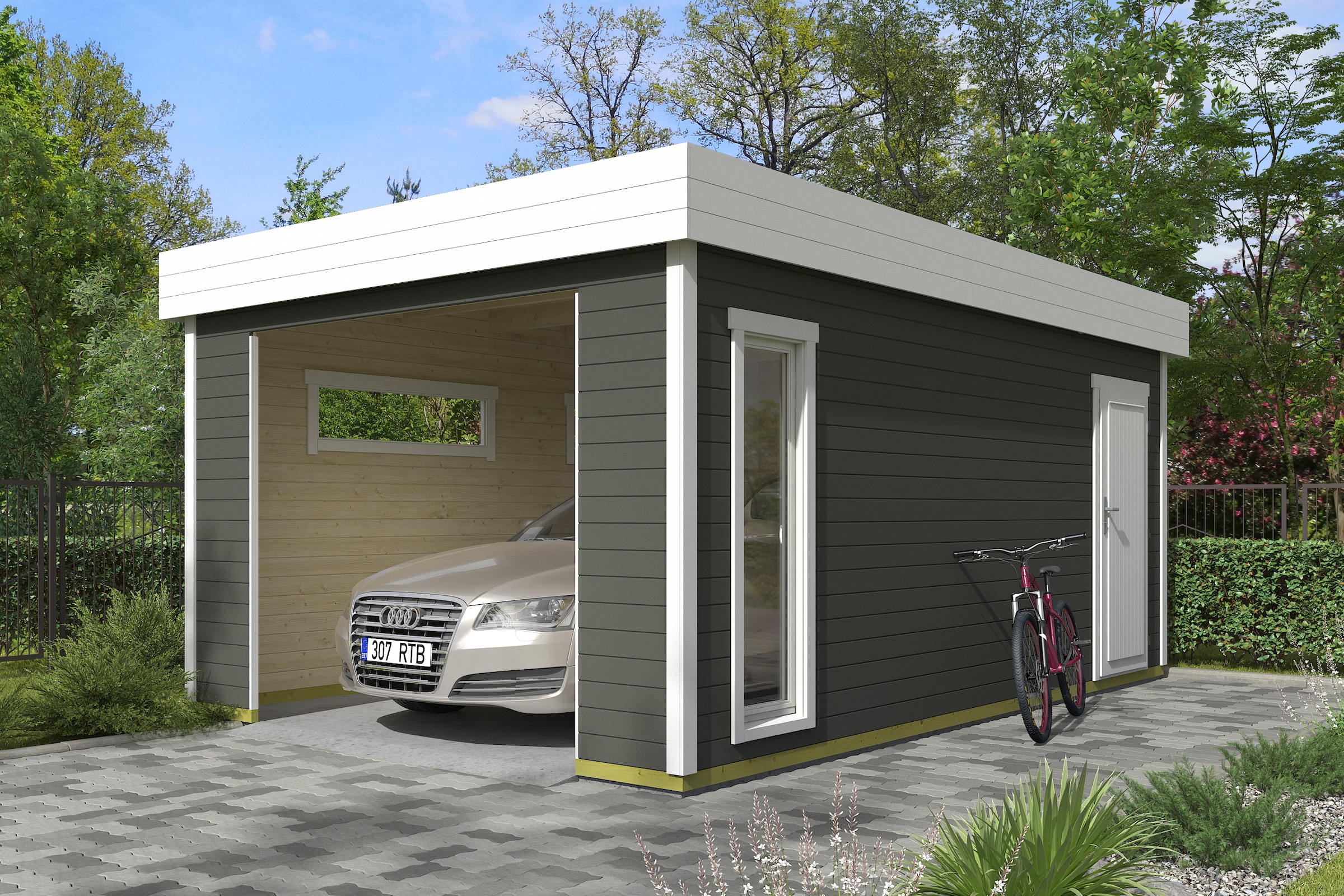 Nordic Holz Garage »BAHAMAS 2« BxT: 380x560 cm, ohne Tor günstig online kaufen