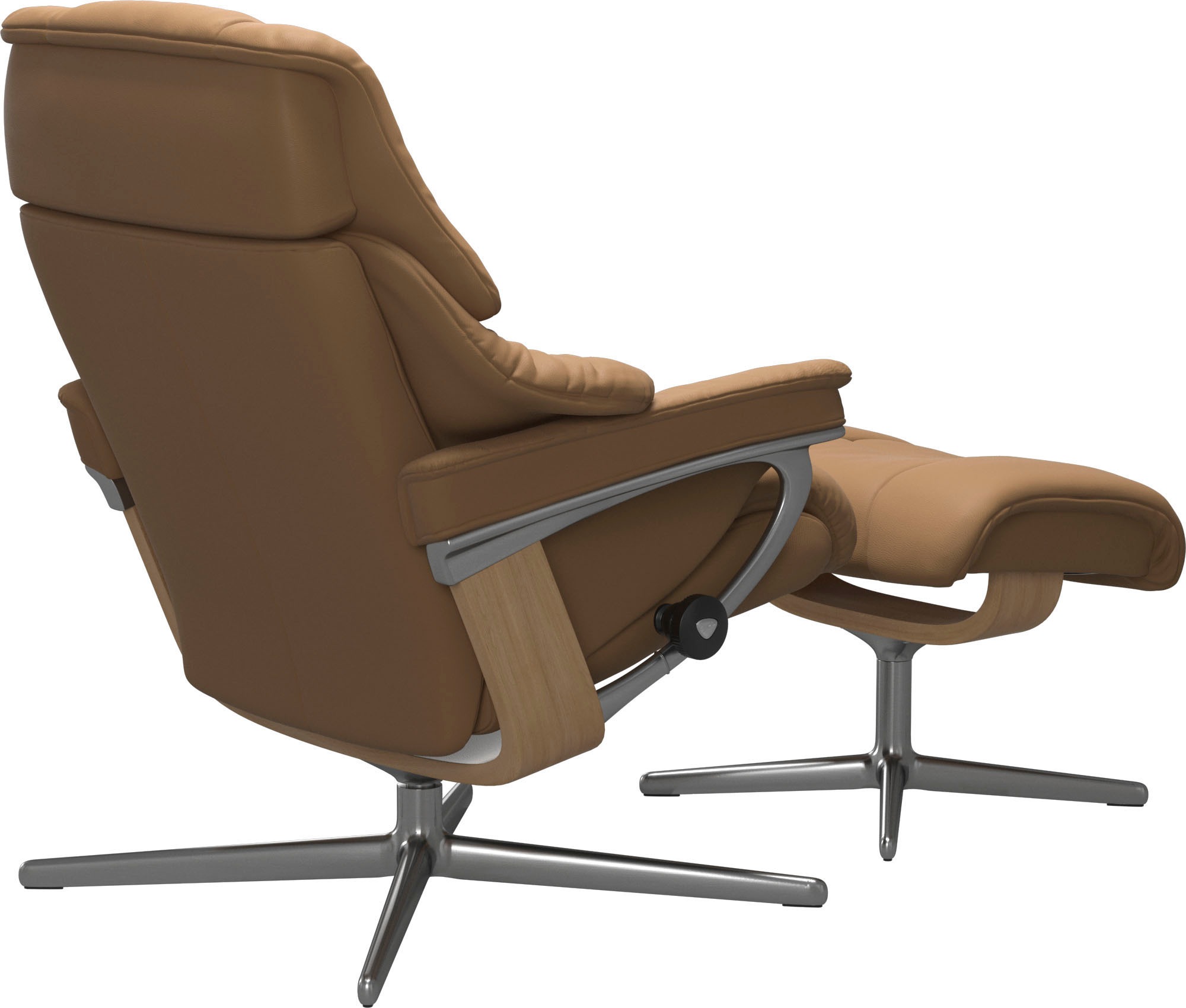Stressless® Relaxsessel »Reno«, (Set, Relaxsessel mit Hocker), mit Hocker, mit Cross Base, Größe S, M & L, Holzakzent Eiche