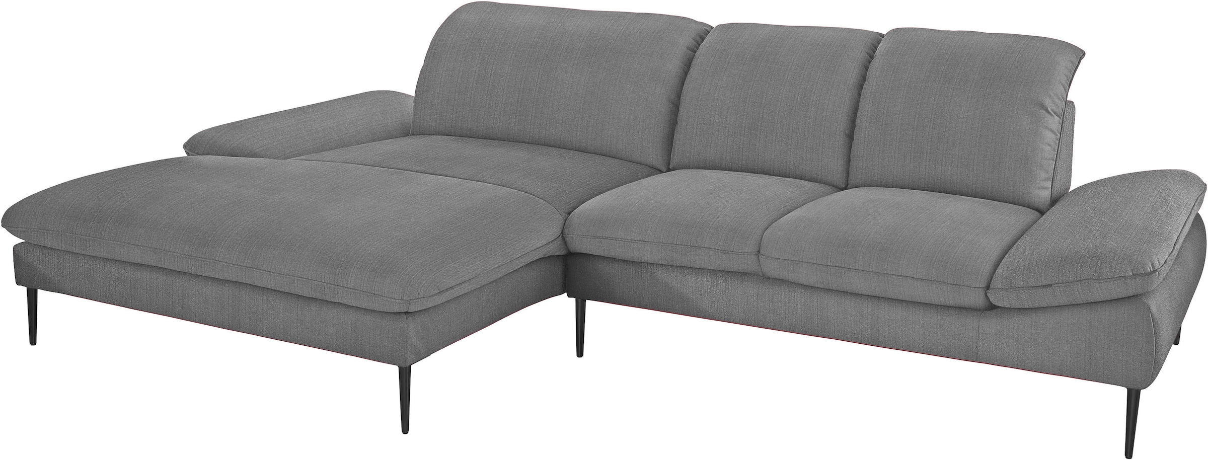 W.SCHILLIG Ecksofa »enjoy&MORE, Designsofa, elegant und bequem, L-Form«, Sitztiefenverstellung, Füße schwarz pulverbeschichtet, Breite 310 cm