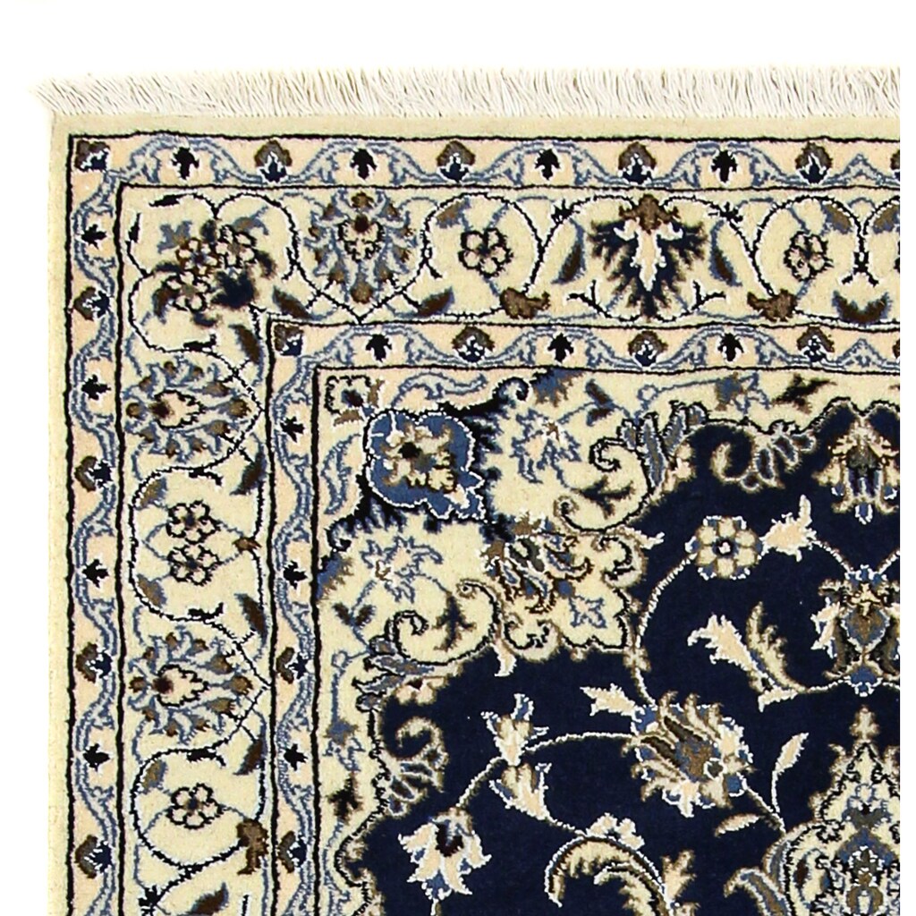 morgenland Orientteppich »Perser - Nain - 203 x 120 cm - dunkelblau«, rechteckig, Wohnzimmer, Handgeknüpft, Einzelstück mit Zertifikat