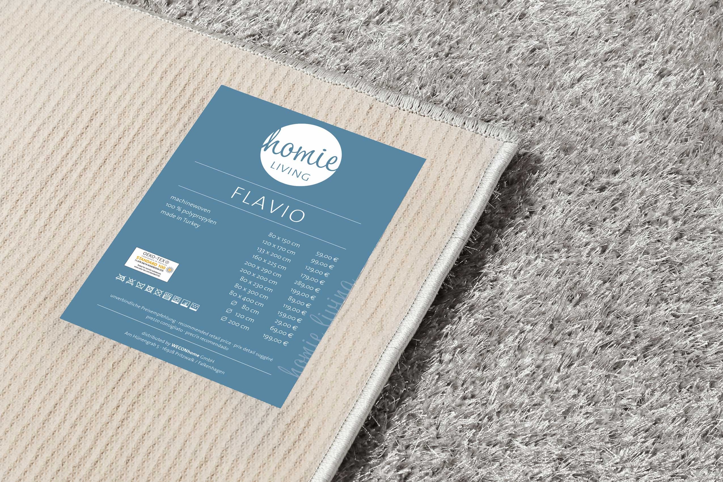 Homie Living Teppich »Flavio« quadratisch 30 mm Höhe Hochflor, gewebt, weich, uni, Wohnzimmer, Schlafzimmer, waschbar