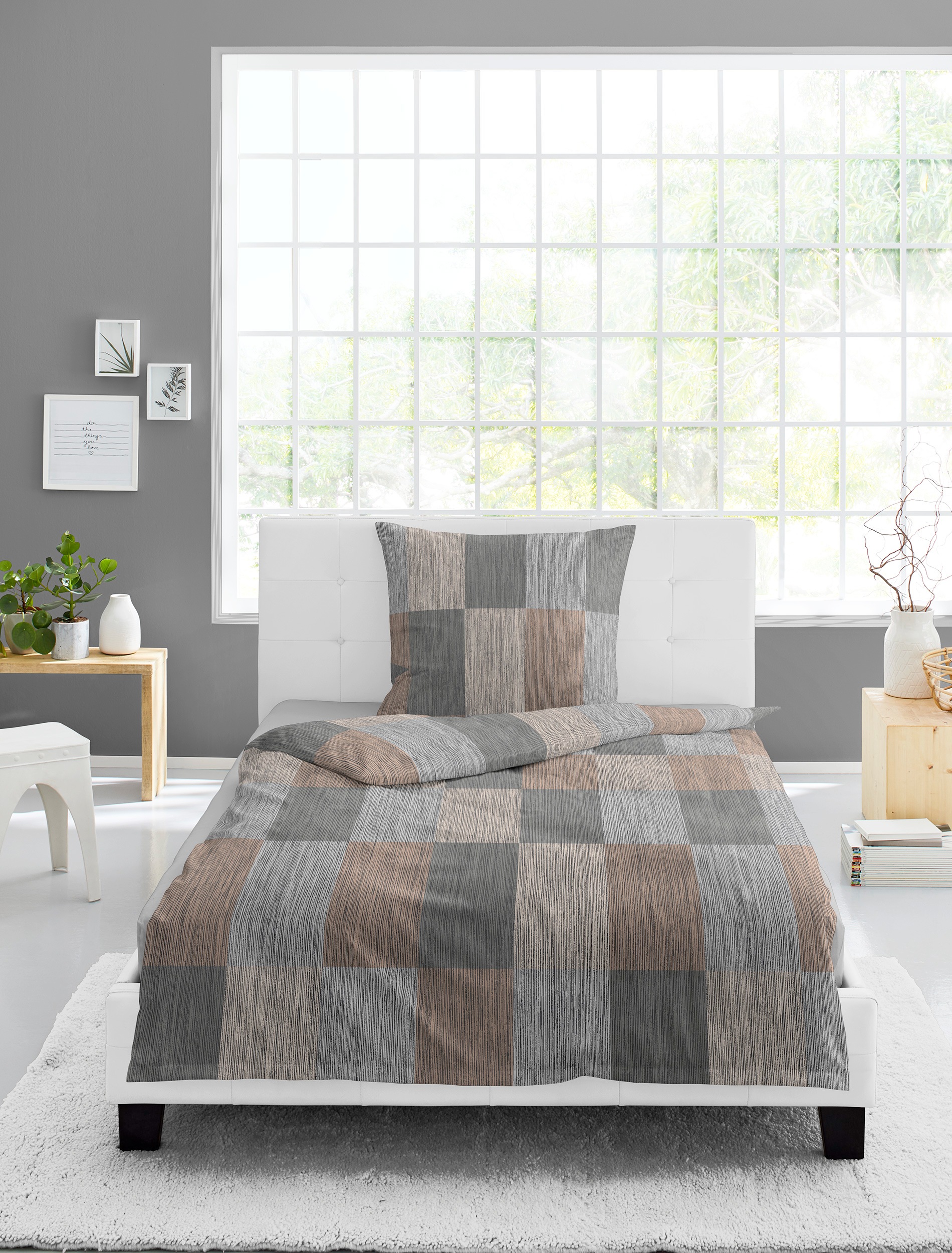 BIERBAUM Bettwäsche »4142« 2 Stk. tlg. Biber, 100 % Baumwolle, pflegeleicht günstig online kaufen