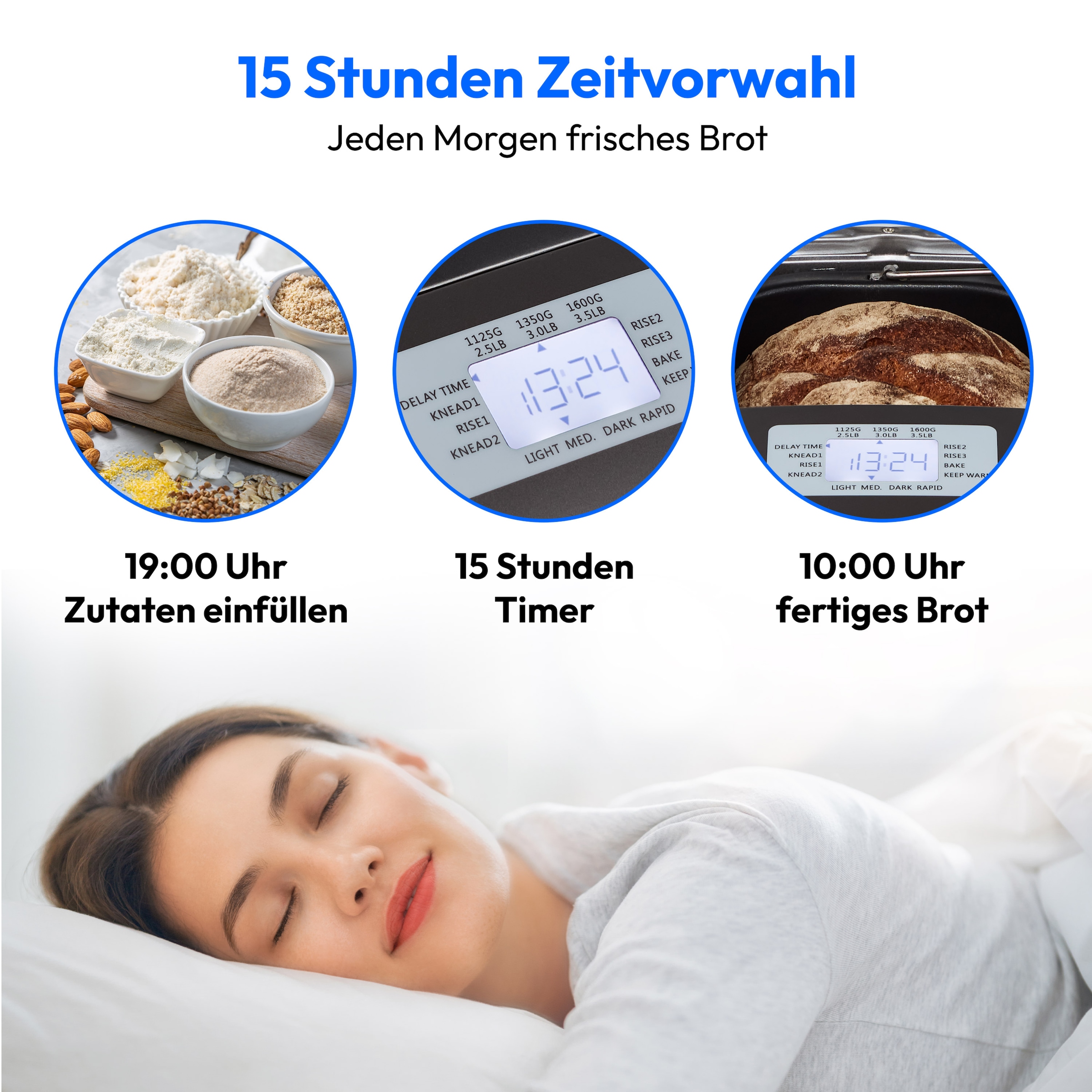 Medion® Brotbackautomat »MD 12040, 20 Backprogramme, 3 Bräunungssufen, doppelter Knethaken«, 20 Programme, 950 W, Bis zu 1600g Fassungsvermögen, Warmhaltefunktion, ILAG Beschichtung