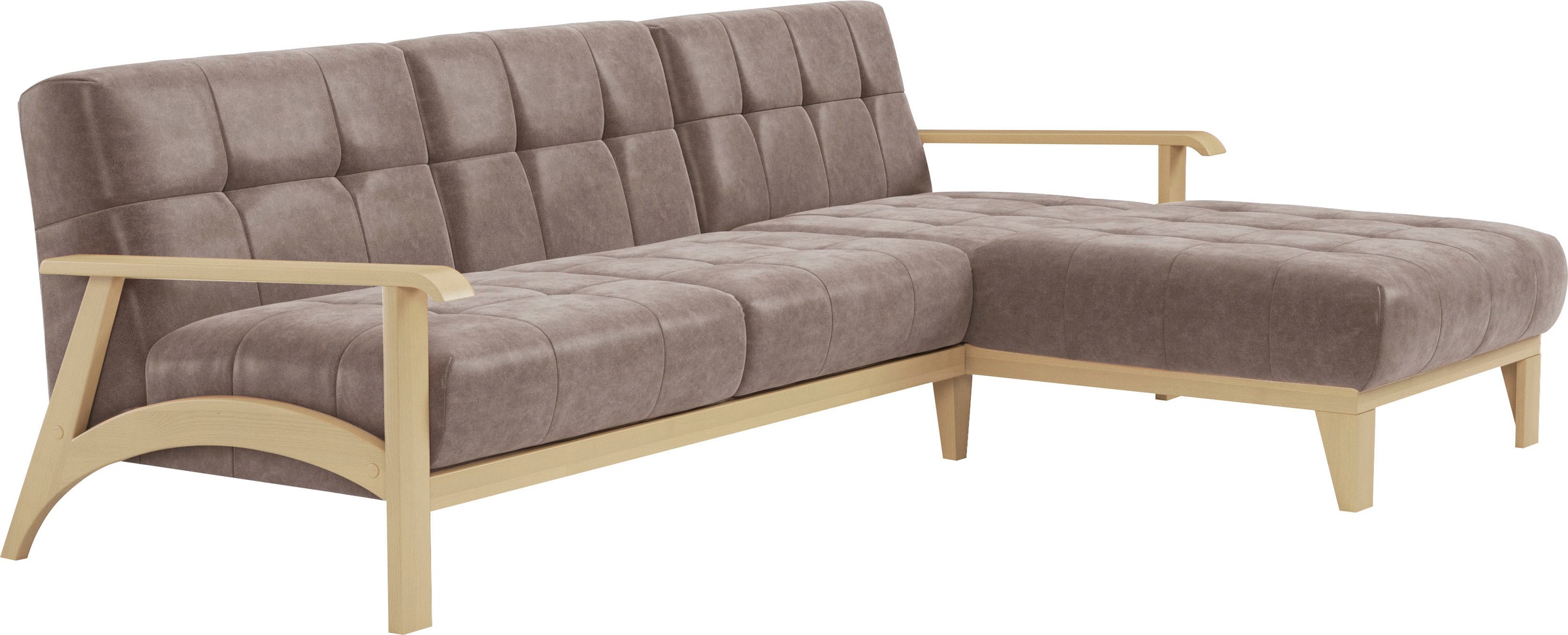 sit&more Ecksofa »Billund L-Form«, Armlehnen aus Buchenholz in natur, verschiedene Bezüge und Farben