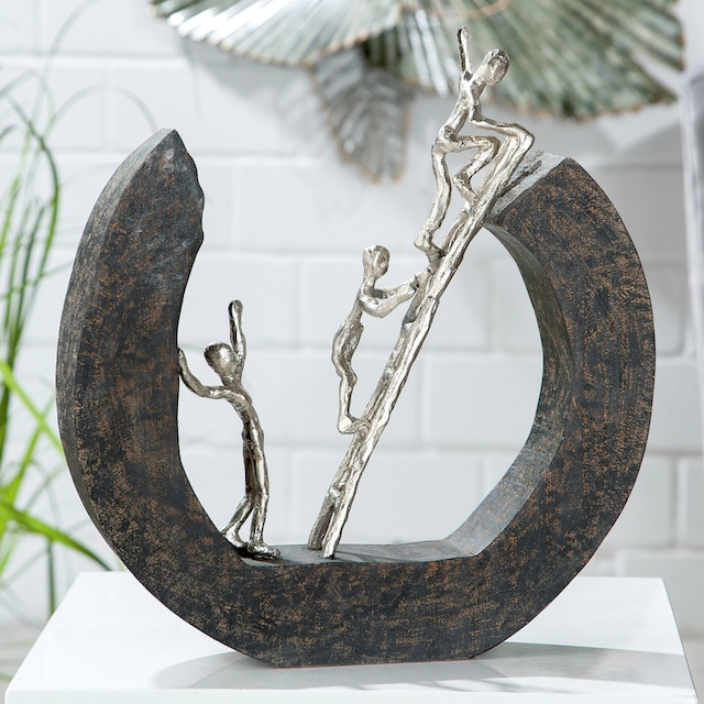 Casablanca by Gilde Dekofigur »Skulptur Hinauf, schwarz/silber«,  Dekoobjekt, aus Metall & Holz, Höhe 32 cm, Wohnzimmer online kaufen