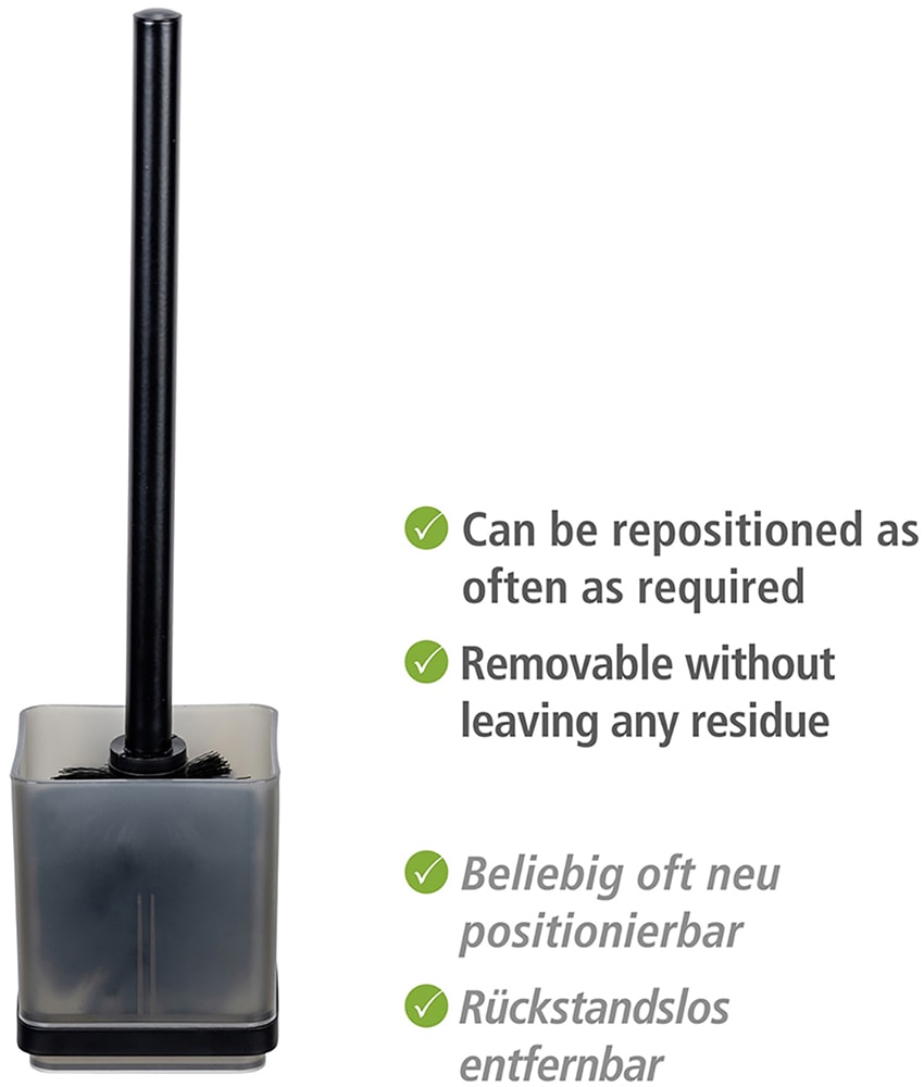 WENKO WC-Garnitur »Vacuum-Loc® Modell Quadro«, aus Edelstahl-Kunststoff, WC-Bürstenhalter mit Klobürste zur Wandbefestigung ohne Bohren