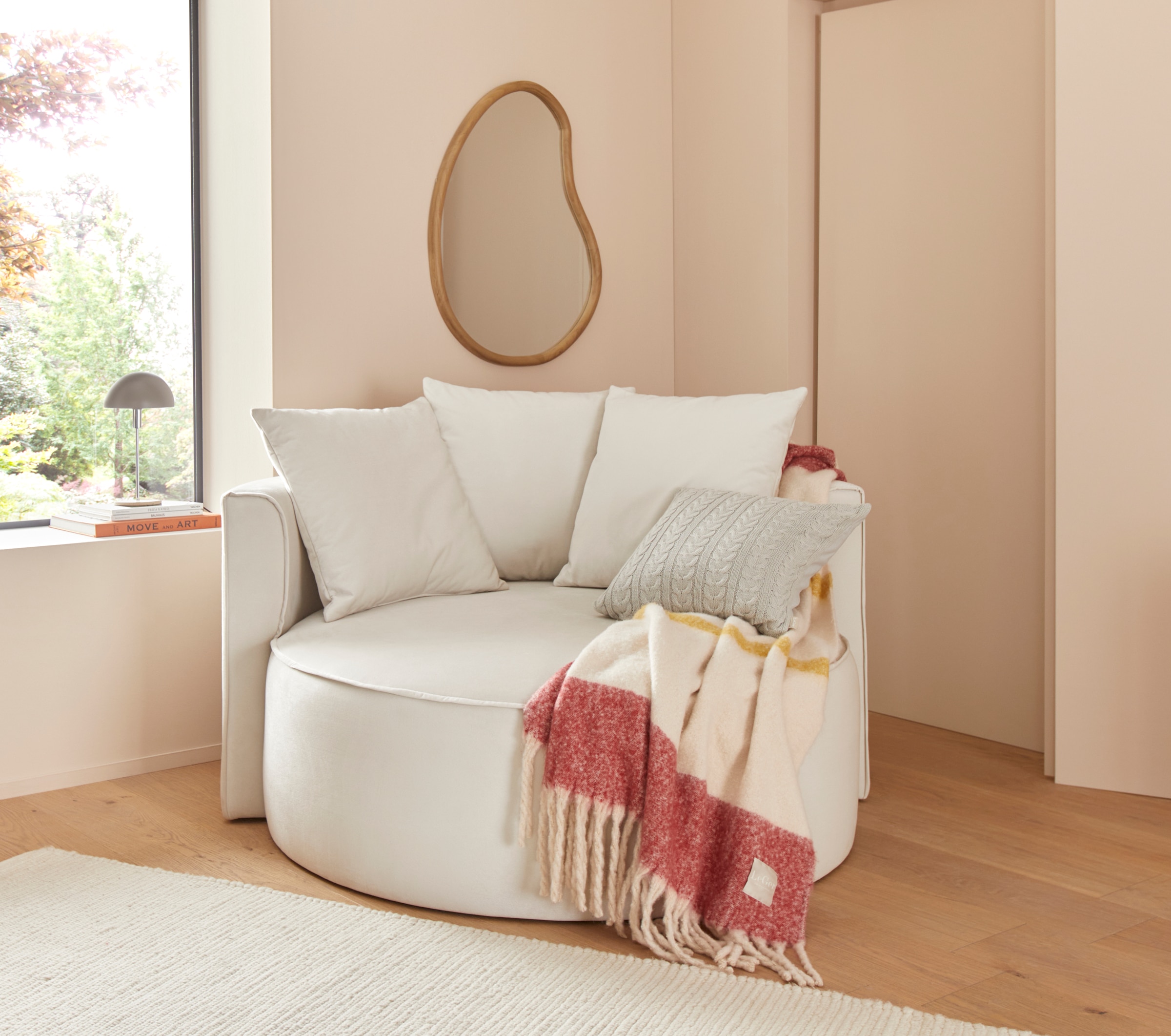 LeGer Home by Lena Gercke XXL-Sessel »Isalie, Lesesessel, Loveseat, inklusive Zierkissen« extra große Sitzfläche, optional mit Hocker, Cord, Samt, Bouclé