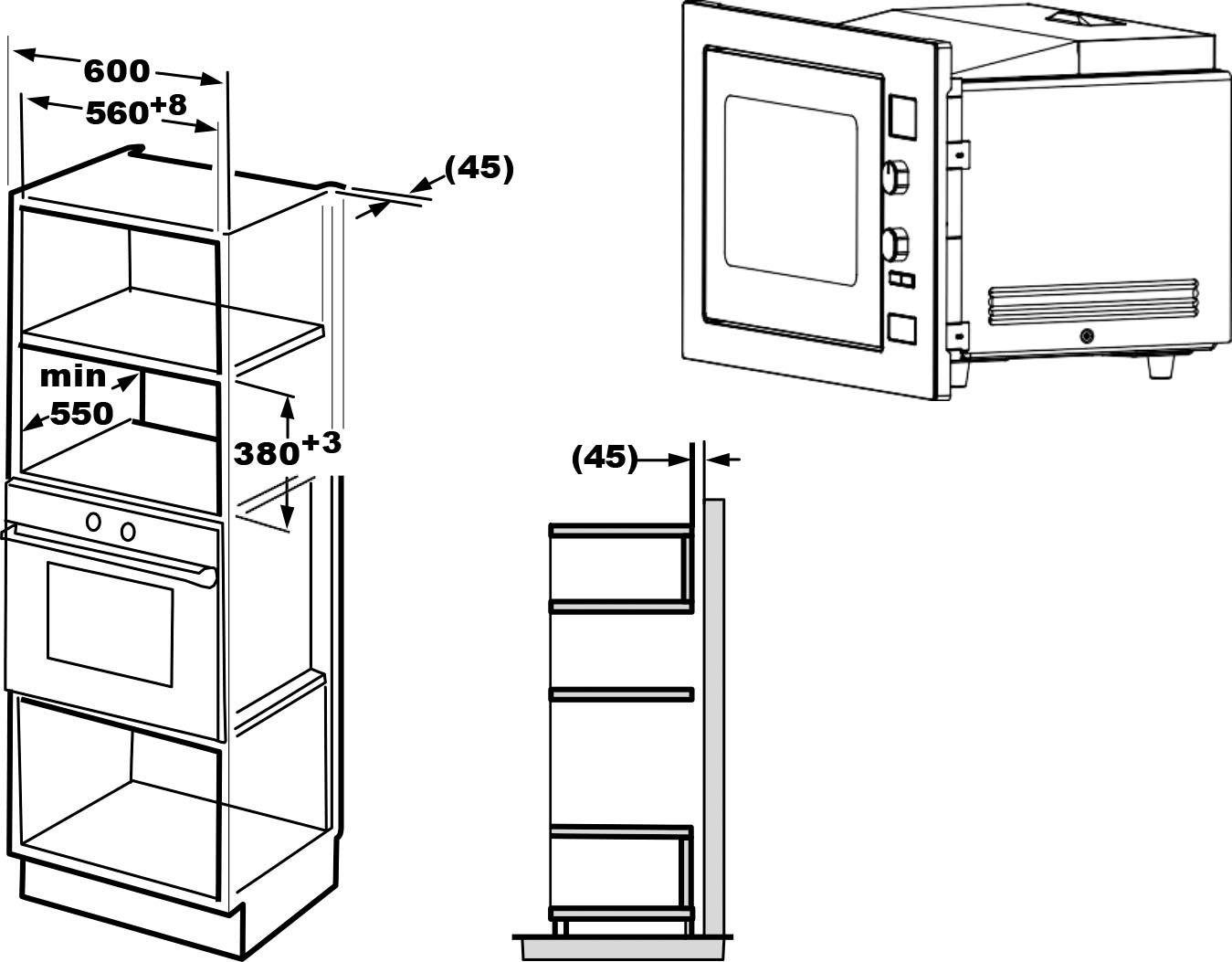 Hanseatic Einbau-Mikrowelle »AC034B8S-S0EE«, Grill-Umluft-Mikrowelle, bestellen W 1000 online