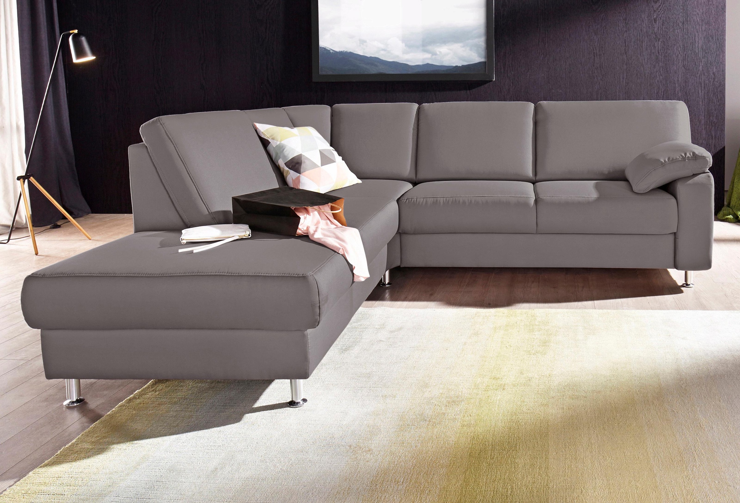 sit&more Ecksofa »Belfort L-Form«, wahlweise mit Vorziehsitz und Bettkasten