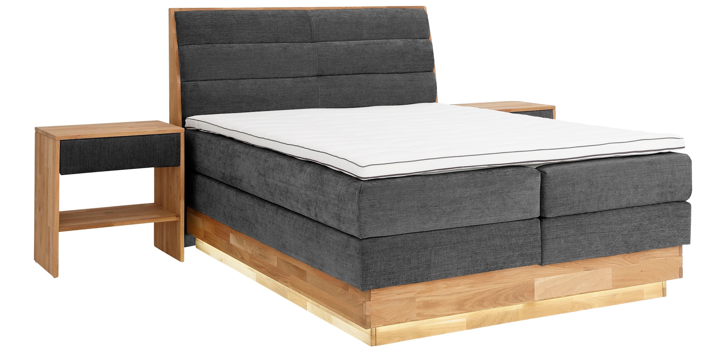 OTTO home Boxspringbett »JENNA in verschiedenen Farben und Breiten erhältlich« LED-Beleuchtung, mit zertifizierten, recycelten Bezugsstoffen