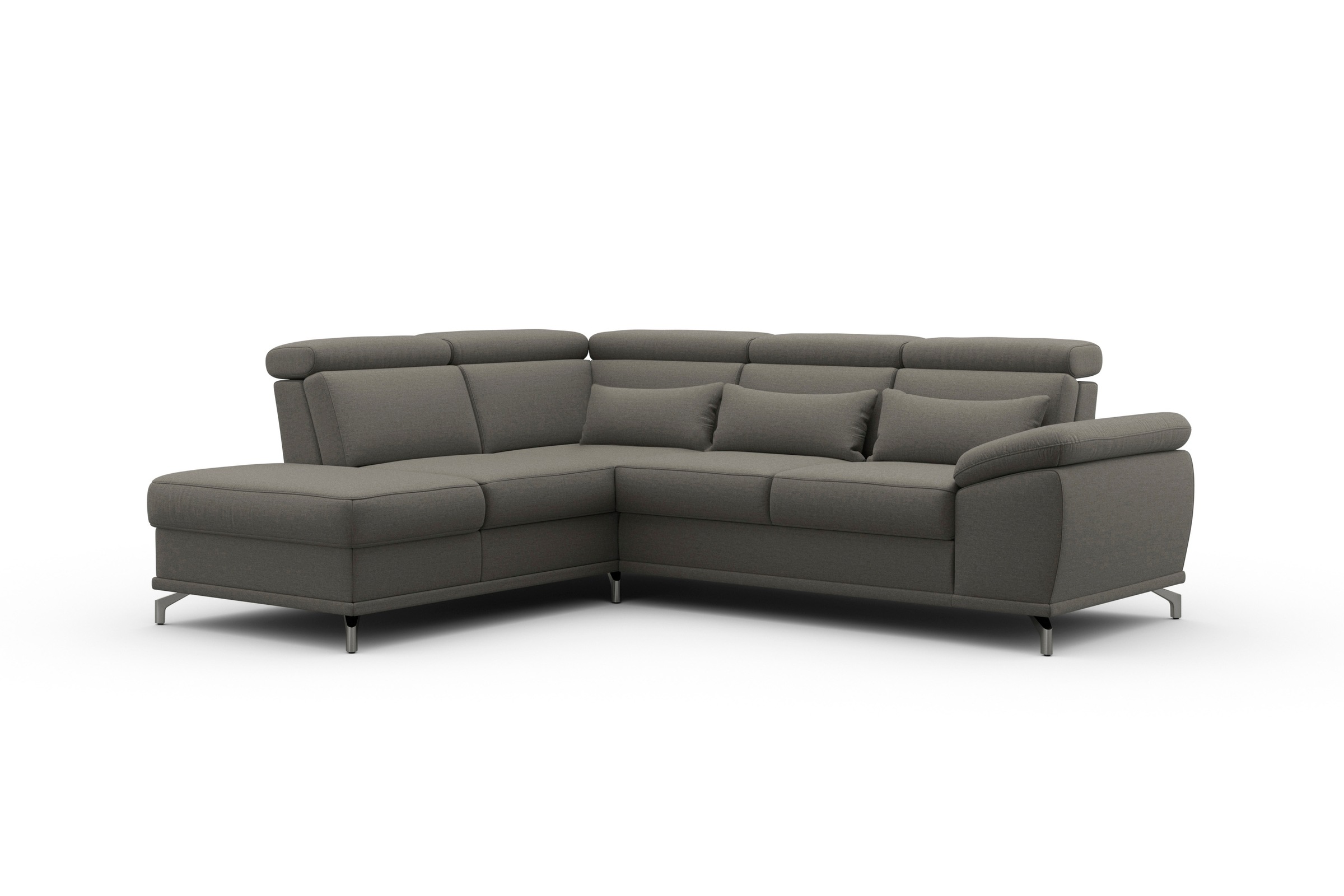 sit&more Ecksofa »Cabrio L-Form, mit Sitztiefenverstellung, Arm- und Kopfteilverstellung«, 3 Nierenkissen, Federkern, optional Bettfunktion und Stauraum