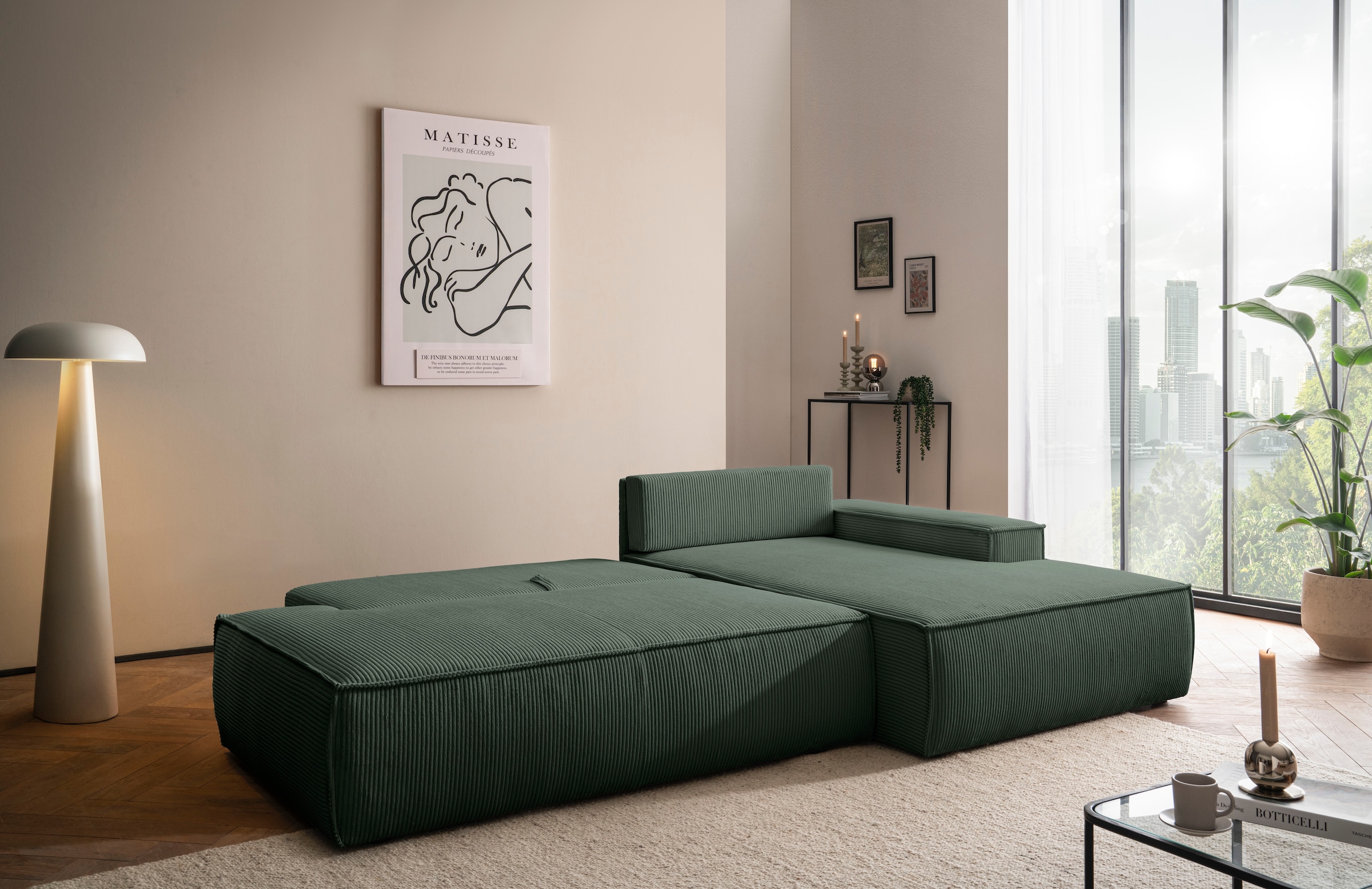Home affaire Ecksofa »SHERWOOD, Schlafsofa in L-Form offen (275cm), Cord, L günstig online kaufen