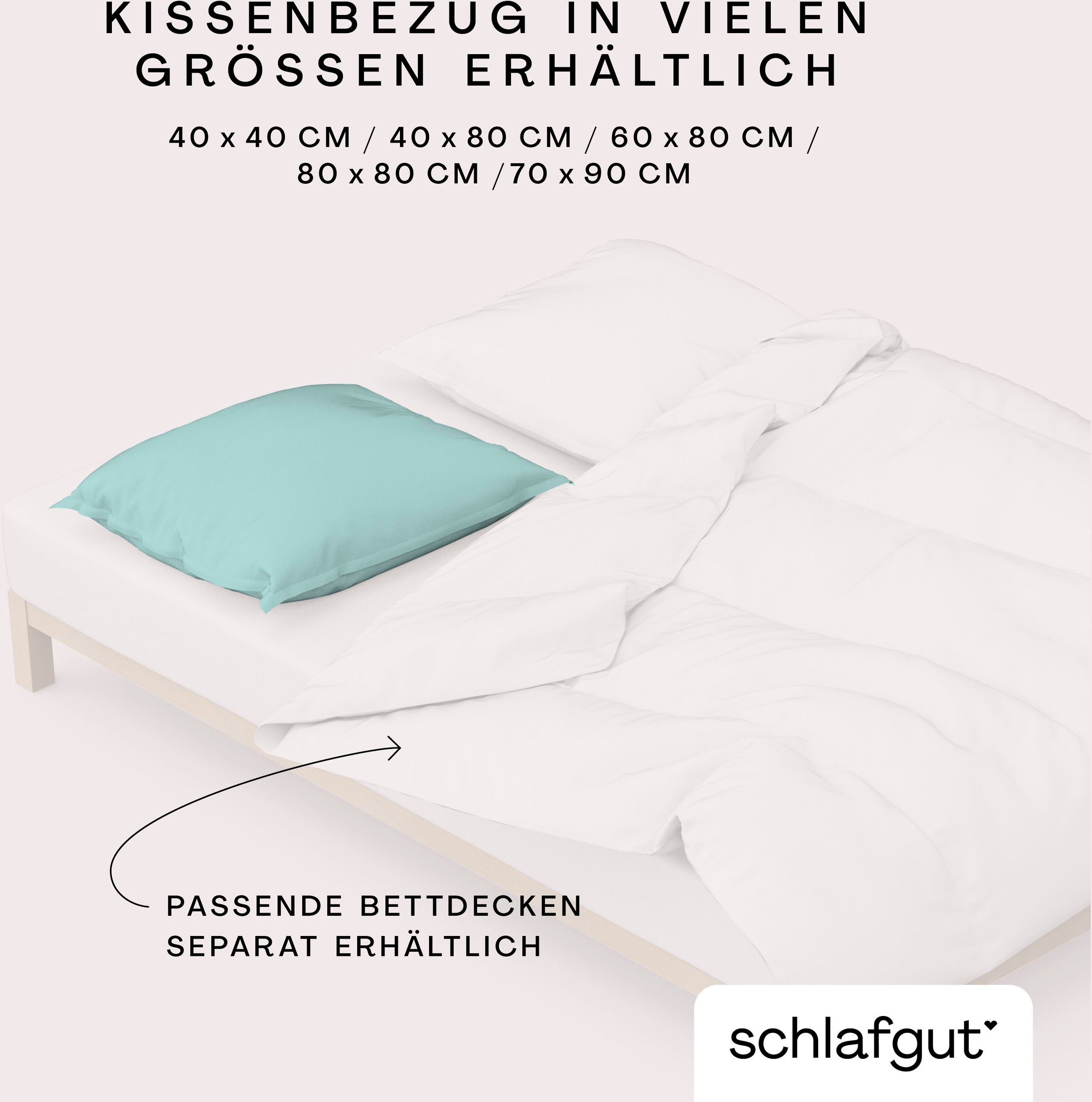 Schlafgut Kissenbezug »Woven Satin aus Mako-Baumwolle, langlebig, pflegeleicht, dicht gewebt«, (1 St.), Kissenhülle mit Reißverschluss, passender Bettbezug erhältlich