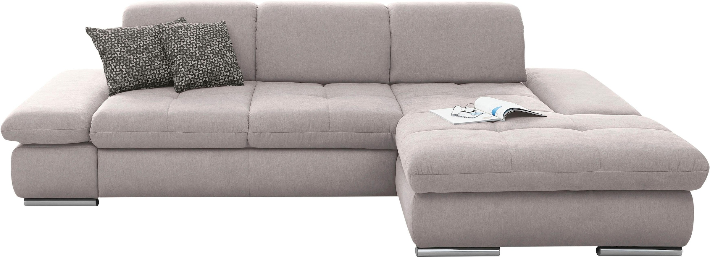 set one by Musterring Ecksofa »SO4100 V«, mit verstellbaren Kopfteilen, wahlweise mit Funktionen, Cord-Bezug