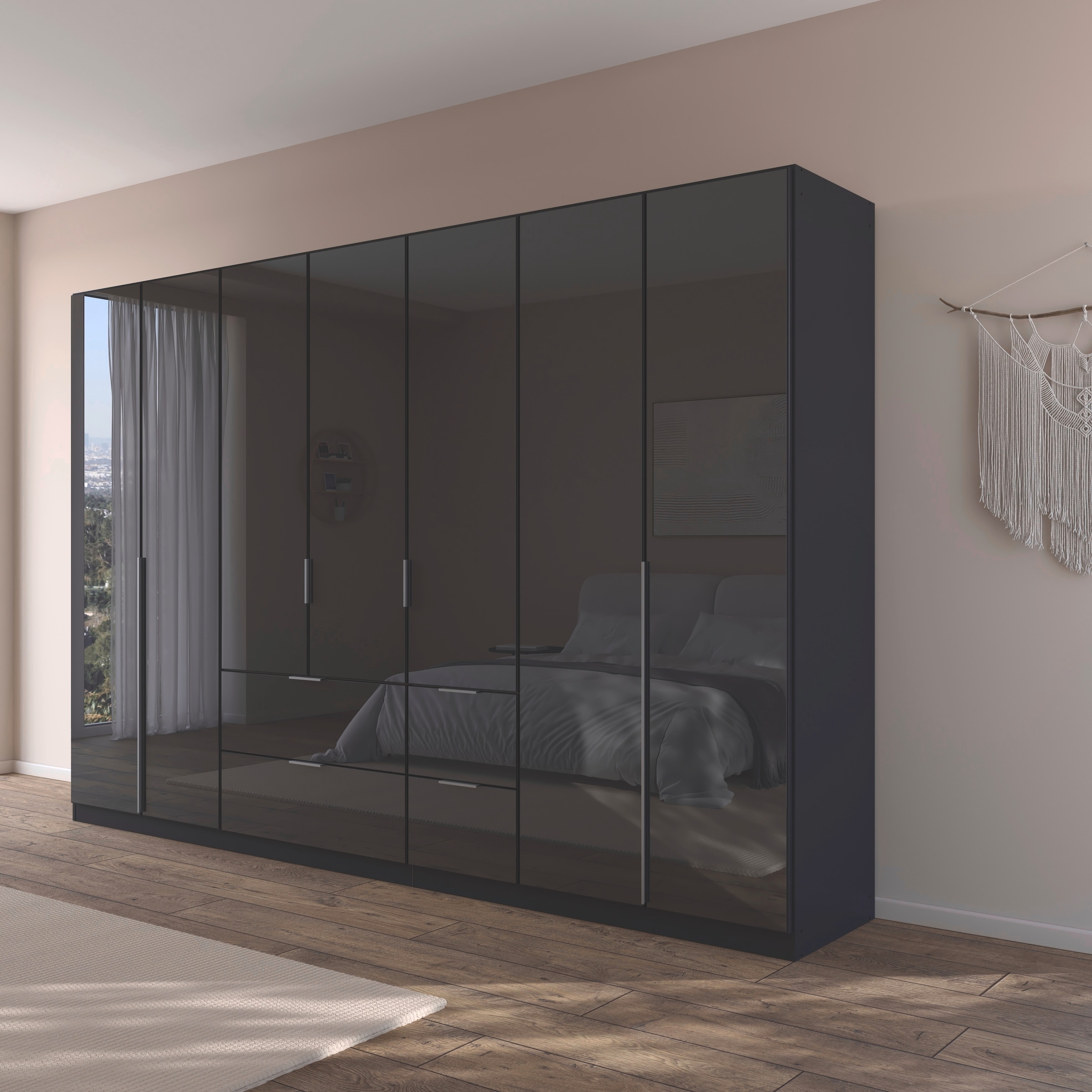 rauch Drehtürenschrank »Kleiderschrank Kleiderschränke Schrank Garderobe AGORDO mit Glasfront«, mit Außenschubkästen, in 6 Breiten und 2 Höhen MADE IN GERMANY