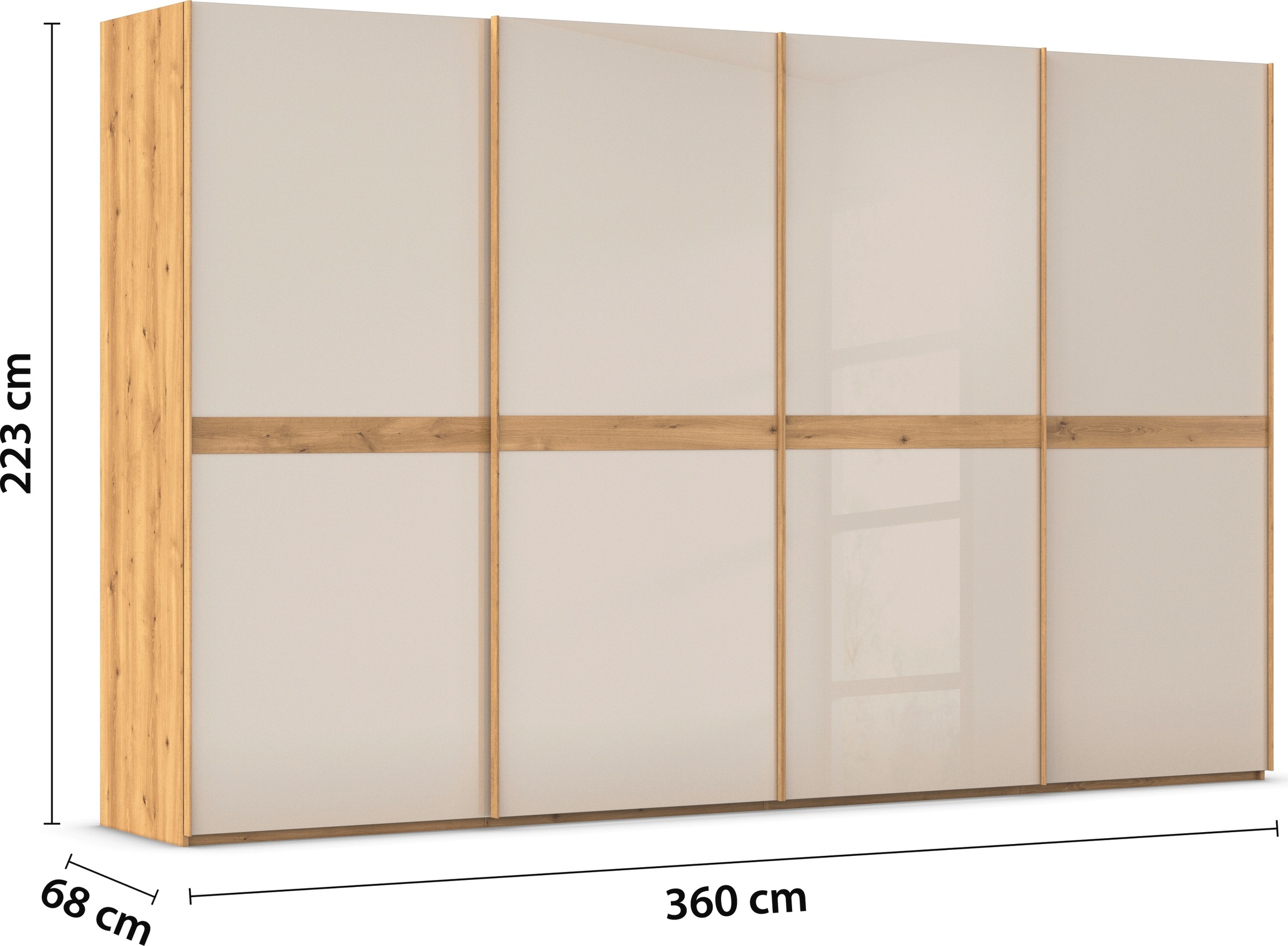 rauch Schwebetürenschrank »Kleiderschrank Schrank Garderobe Schlafzimmerschrank SCALE-LINE«, edle Optik mit Bauchbinde in Korpusfarbe mit Glasfront MADE IN GERMANY