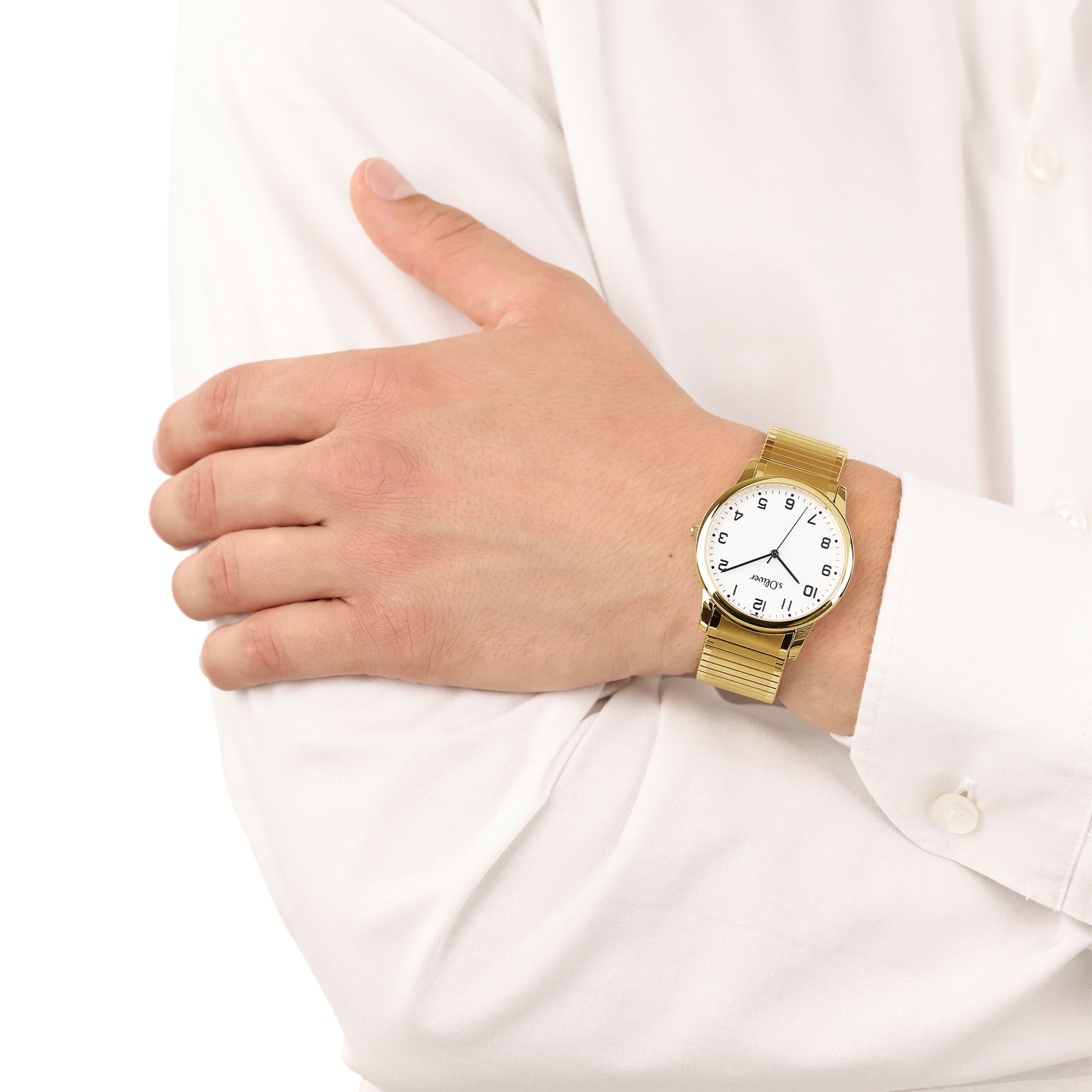 s.Oliver Quarzuhr, Armbanduhr, Damenuhr, Herrenuhr, Edelstahlarmband, Flexband, Zugband