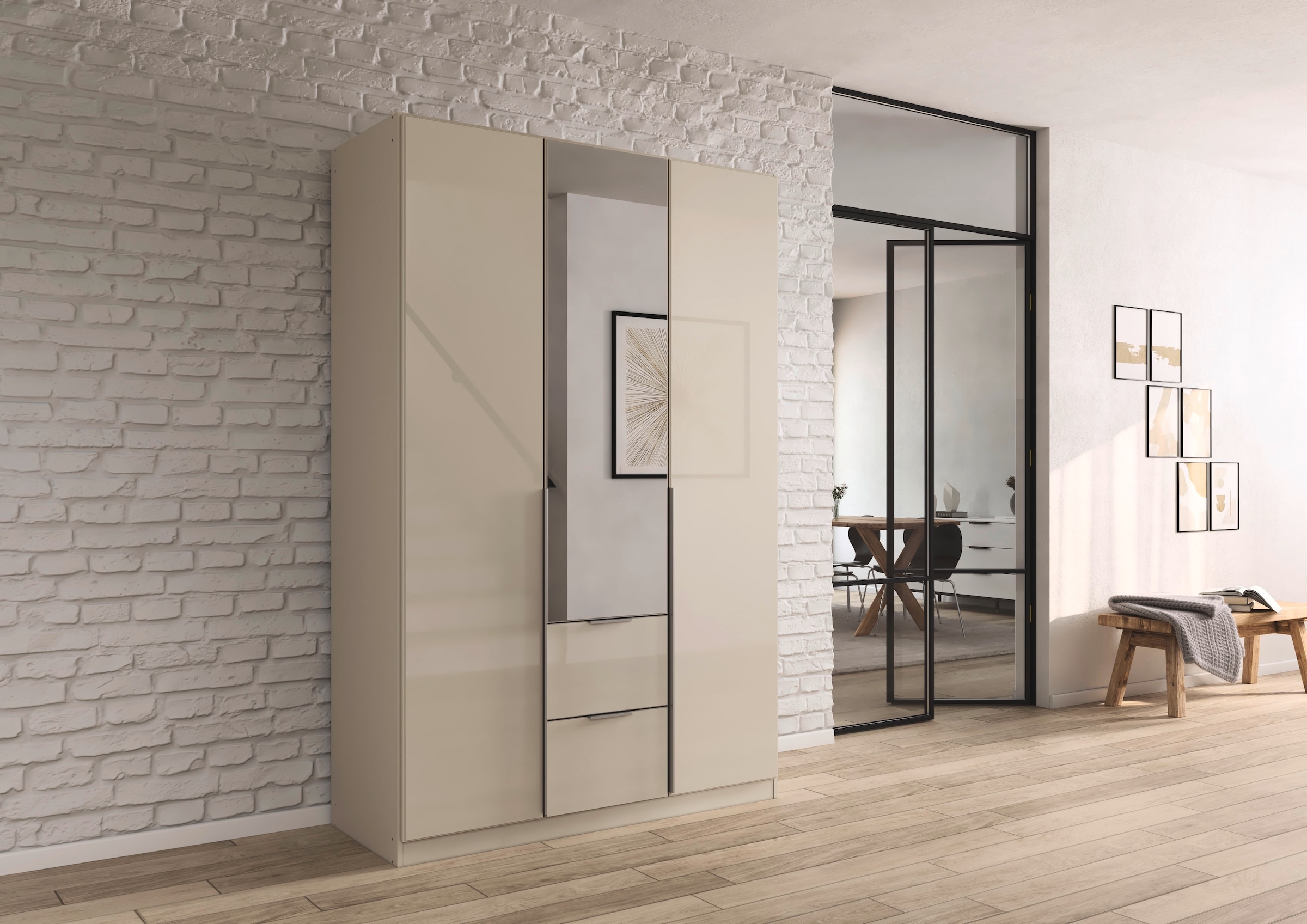 rauch Drehtürenschrank »Kleiderschrank Kleiderschränke Schrank Garderobe AGORDO mit Glasfront«, mit Außenschubkästen, in 6 Breiten und 2 Höhen MADE IN GERMANY