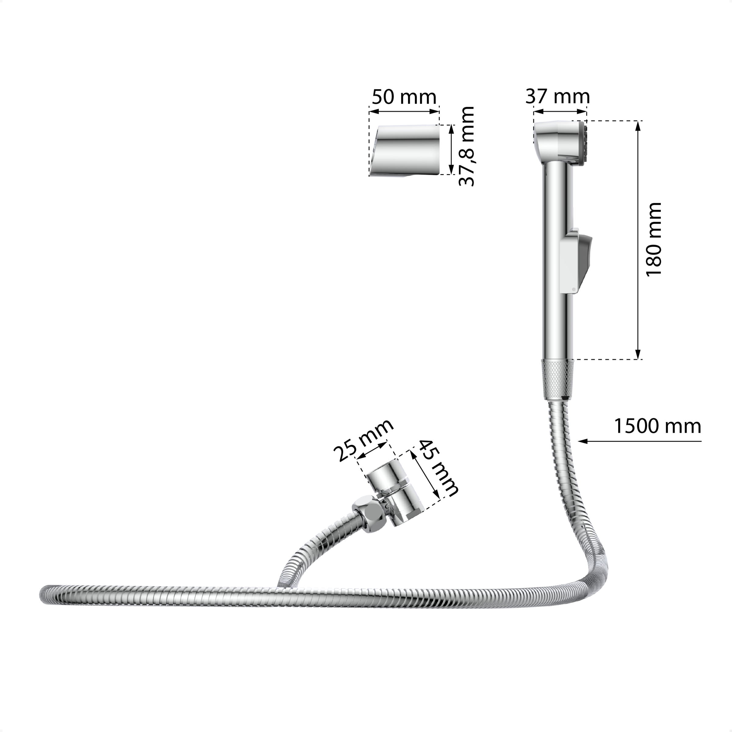 Eisl Brausegarnitur Kunststoff-Brauseschlauch mit Handbrausehalter