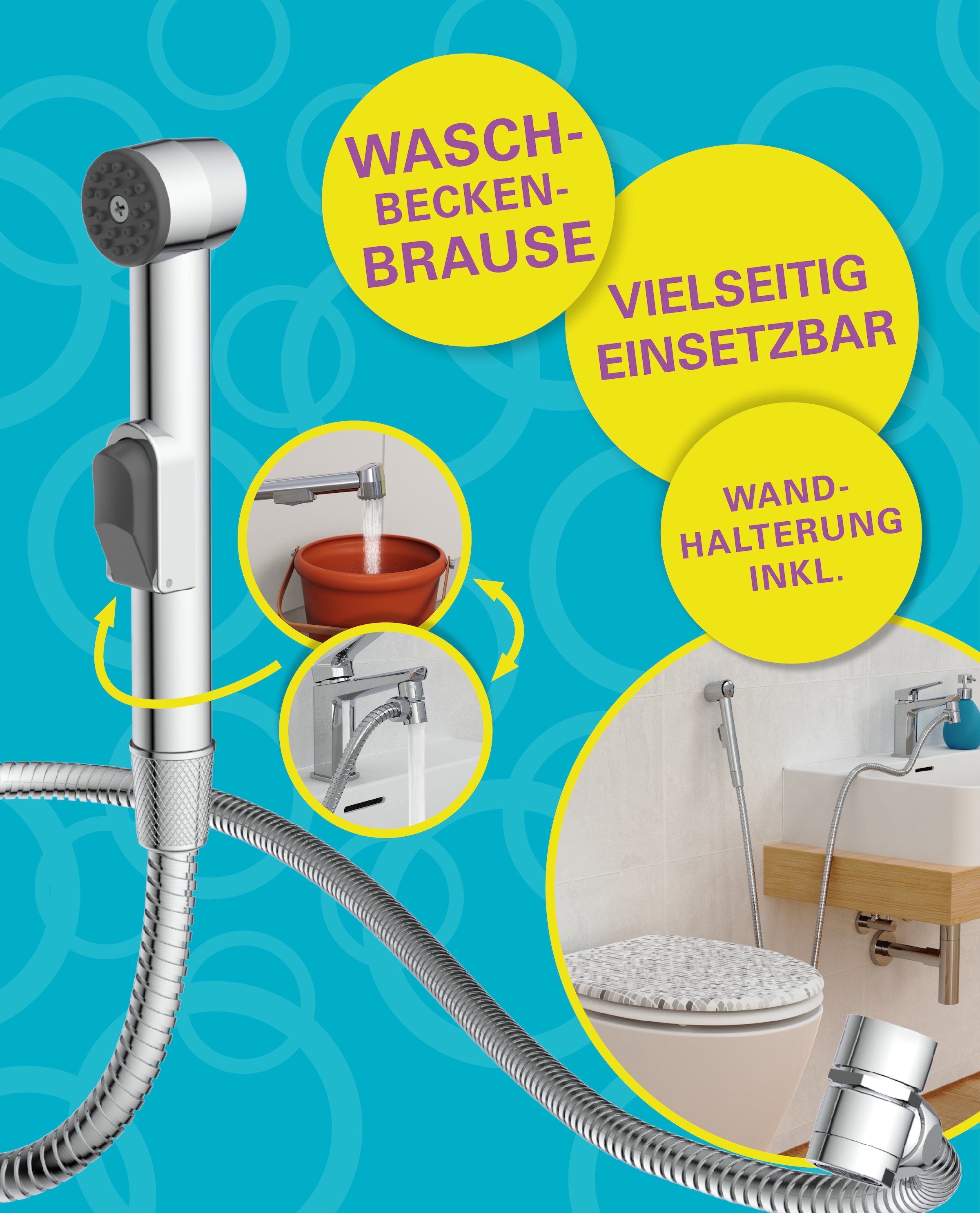 Eisl Brausegarnitur Kunststoff-Brauseschlauch mit Handbrausehalter