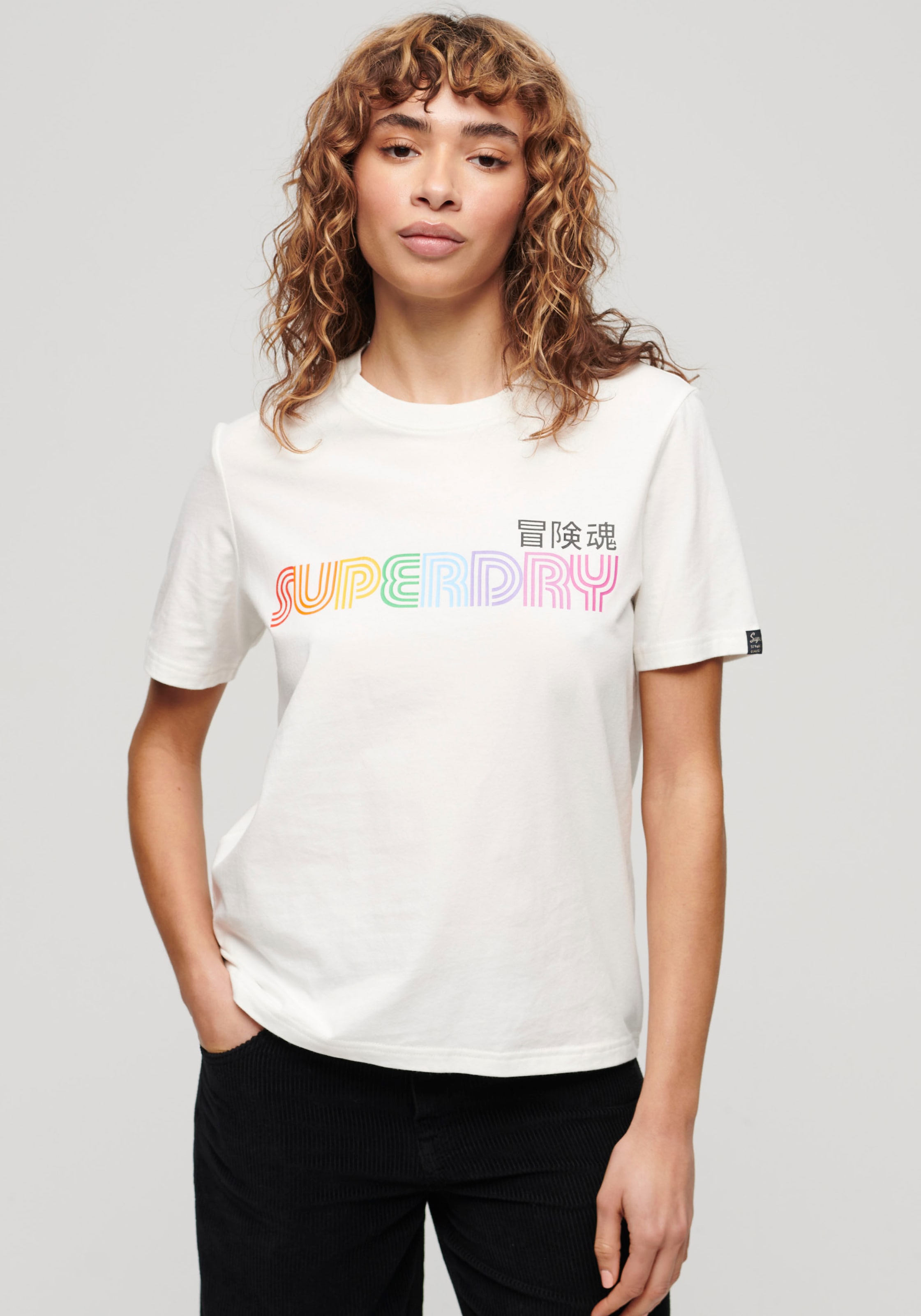 Superdry Kurzarmshirt »RAINBOW LOGO RELAXED T SHIRT«
