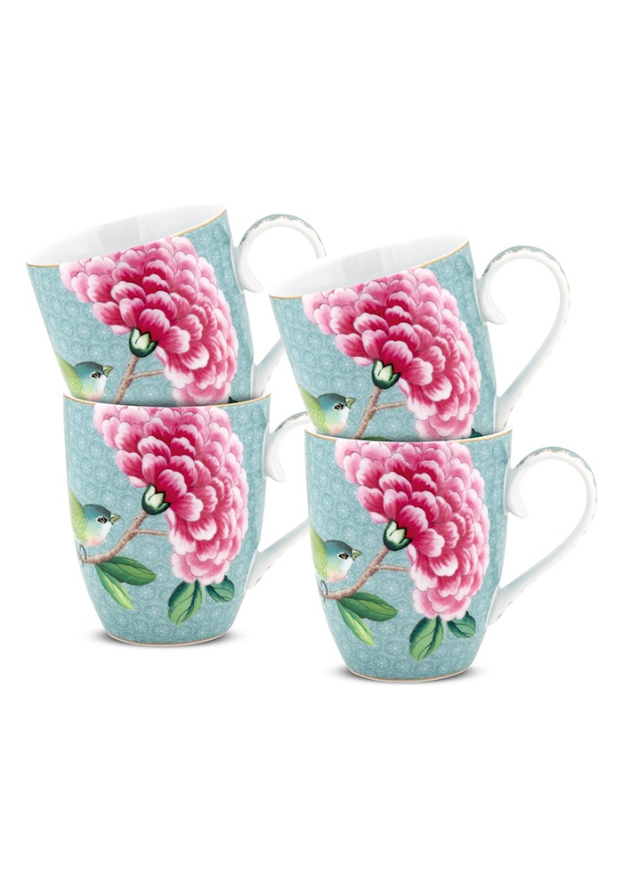 PiP Studio Becher »Blushing Birds«, (Set, 4 tlg.), Große Tassen im 4er-Set, Blushing Birds, 350 ml