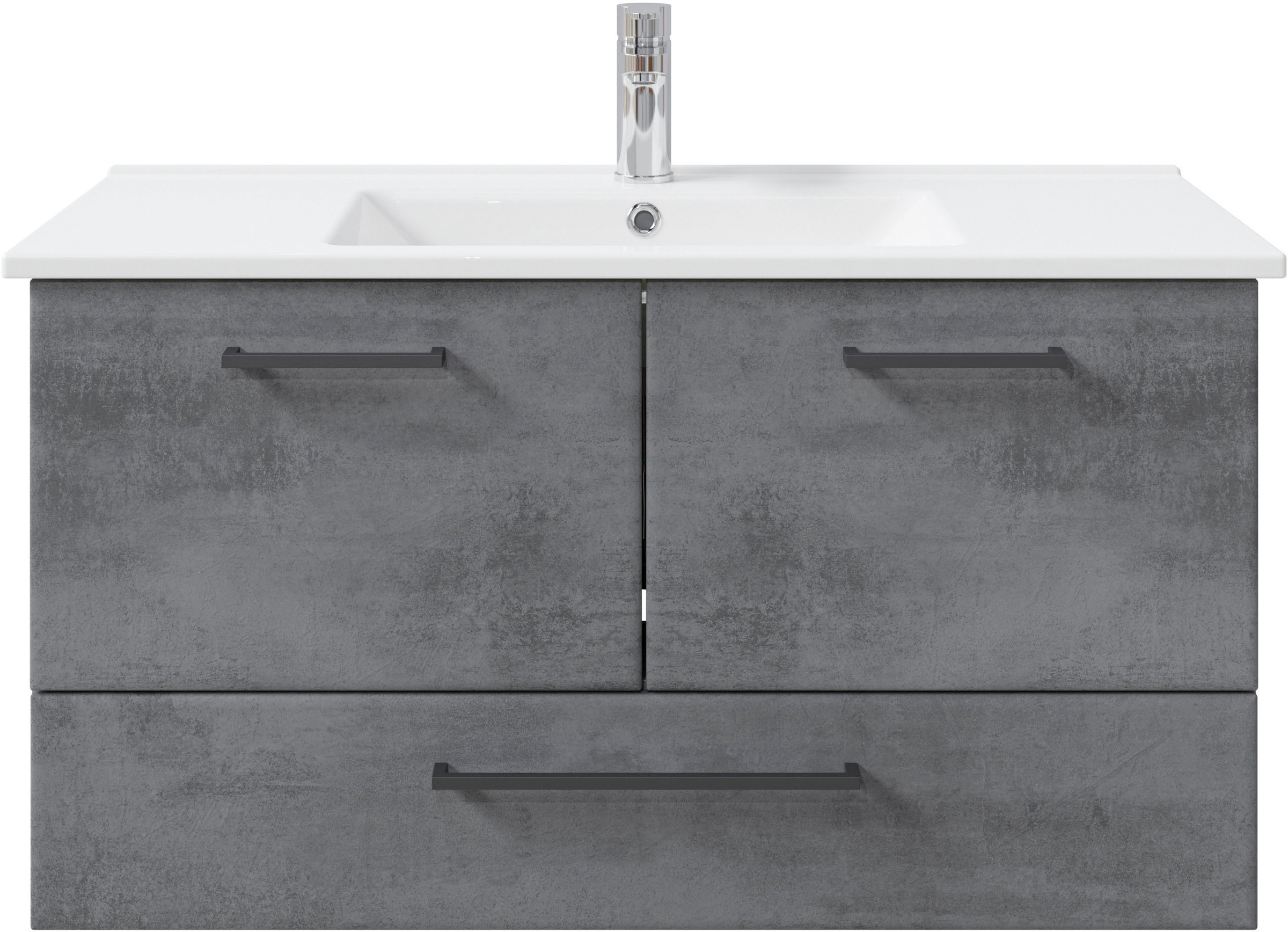 Saphir Badmöbel-Set »Quickset 945 3-teilig, Keramik-Waschtisch mit LED-Spiegelschrank«, (4 St.), Unterschrank, 6 Türen, 3 Schubladen, 8 Einlegeböden, inkl. Türdämpfer