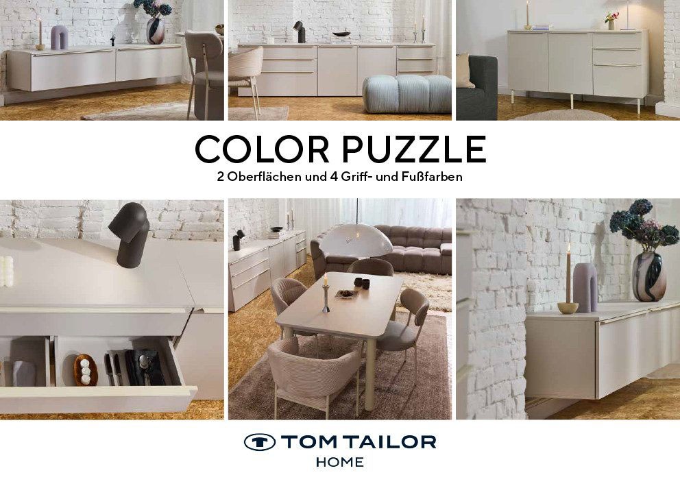 TOM TAILOR HOME Kommode Lowboard, Breite 110 cm,1 Klappe,2 Schubladen, viel Stauraum