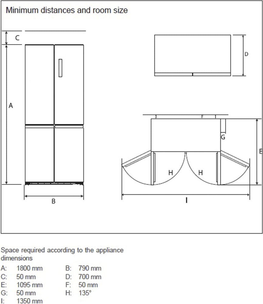 Hanseatic Multi Door »HCDC18080C«, HCDC18080CBI, 180 cm hoch, 79 cm breit, NoFrost, Display, Türalarm