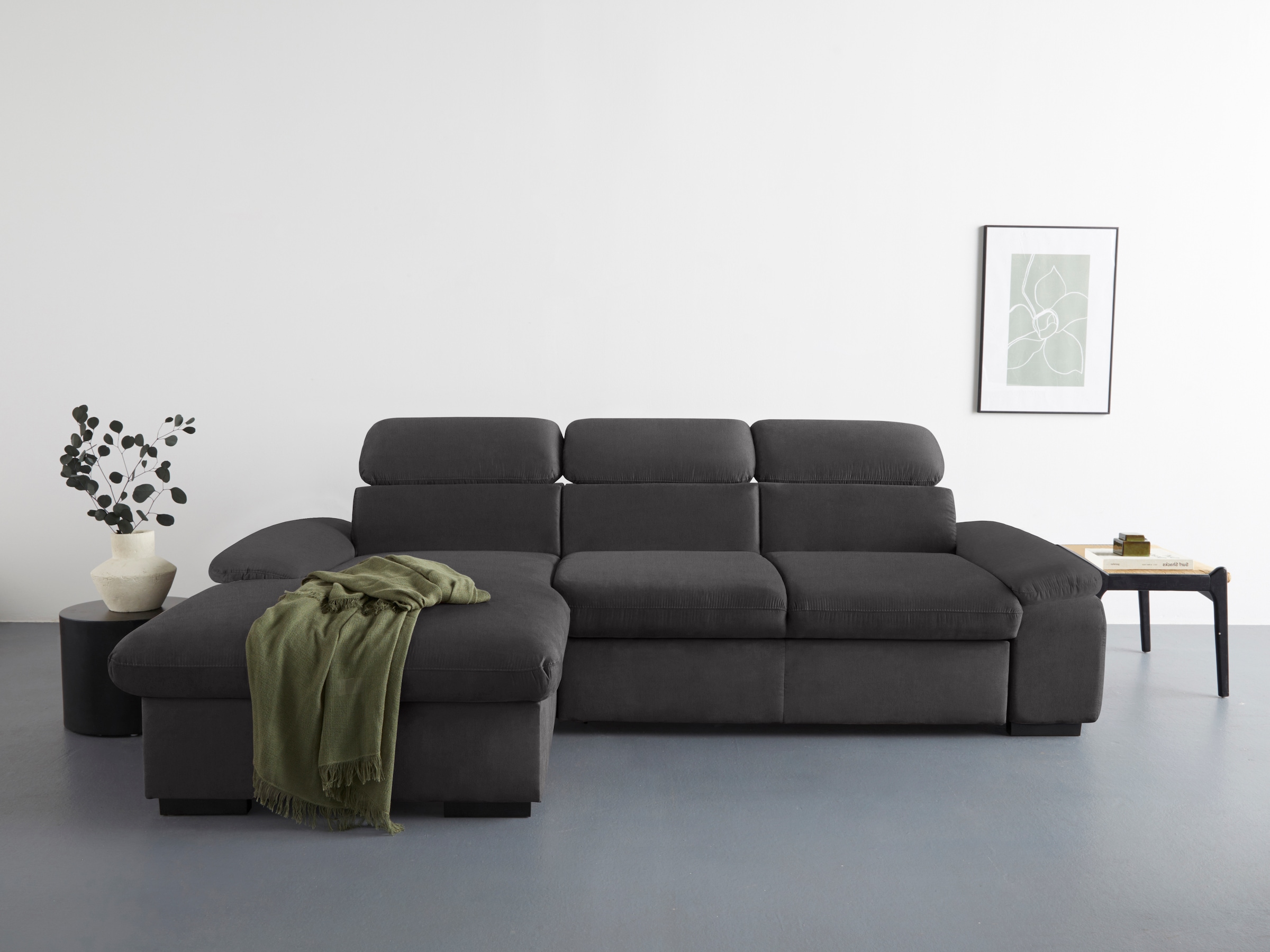 COTTA Ecksofa »Lola L-Form mit Kopfteilfunktion & Hocker« wahlweise mit Bet günstig online kaufen