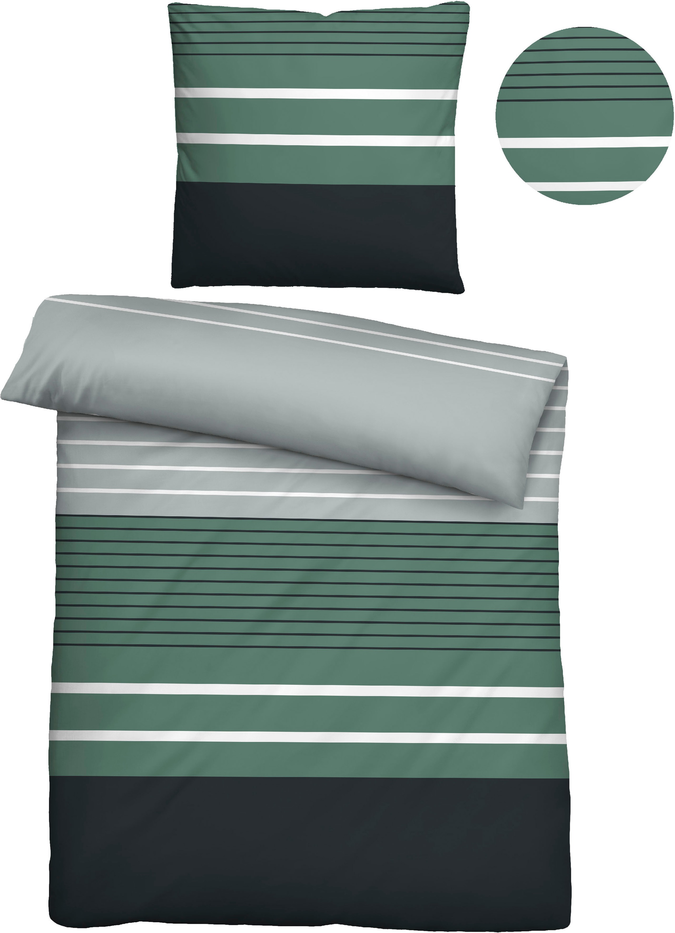 Biberna Bettwäsche »Fenja in Gr. 135x200, 155x220 oder 200x200 cm«, Bettwäsche aus Baumwolle in Satin-Qualität, Bettwäsche mit Streifen
