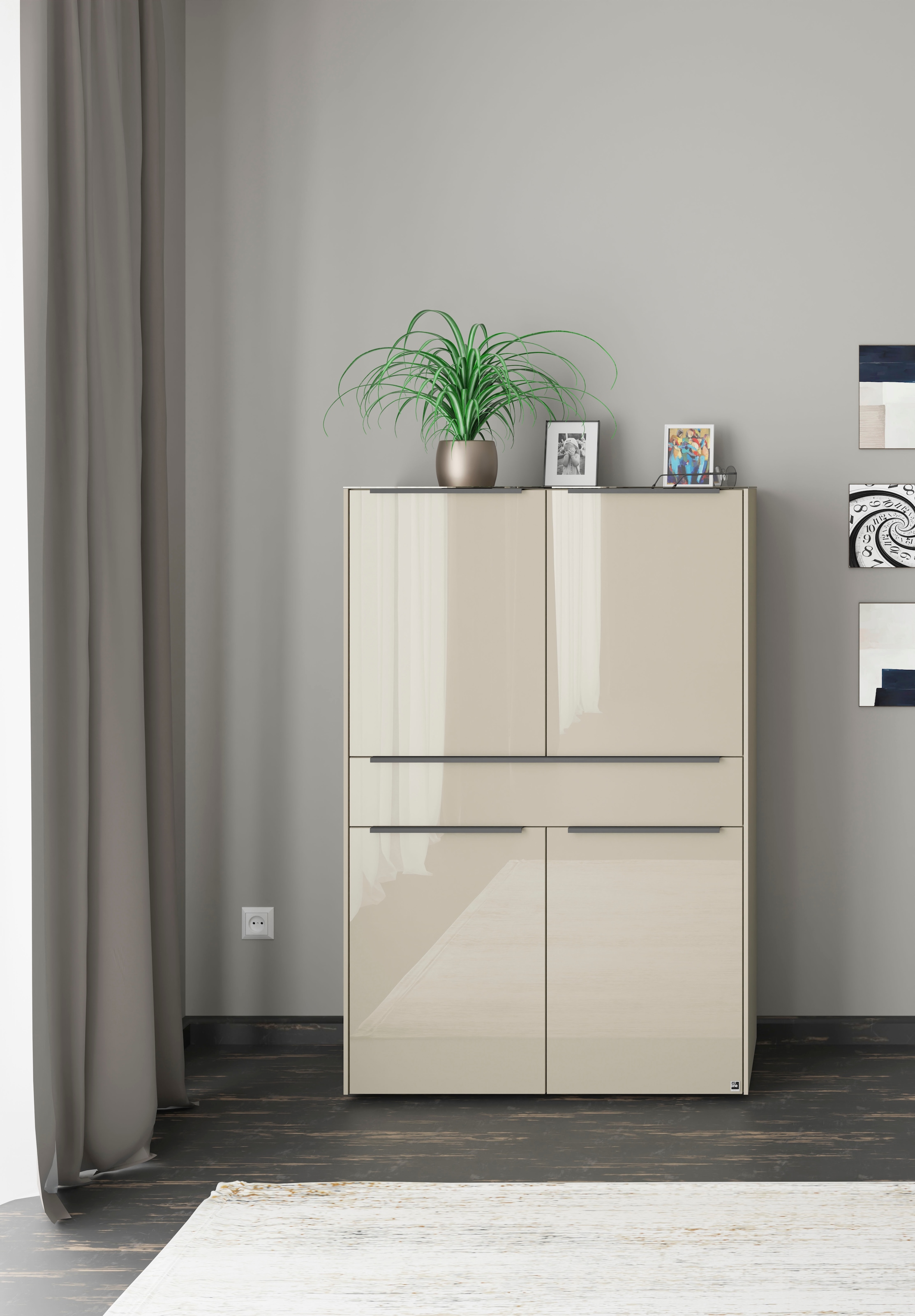set one by Musterring Highboard »Reno« 1 Stk. tlg. Mit Gleitern und in verschiedenen Farben erhältlich